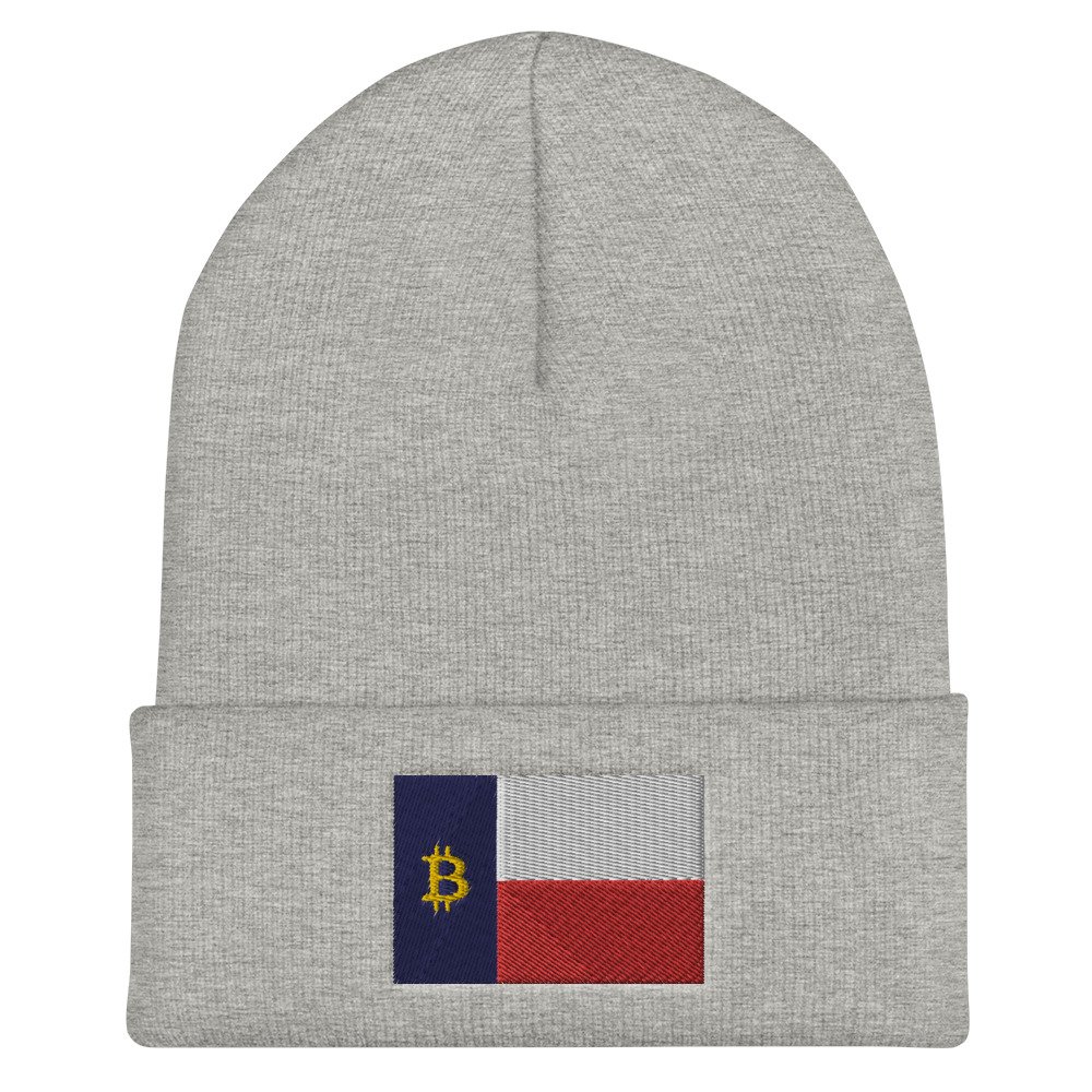 Cuffed Beanie - Tejas Bitcoin flag - light gray