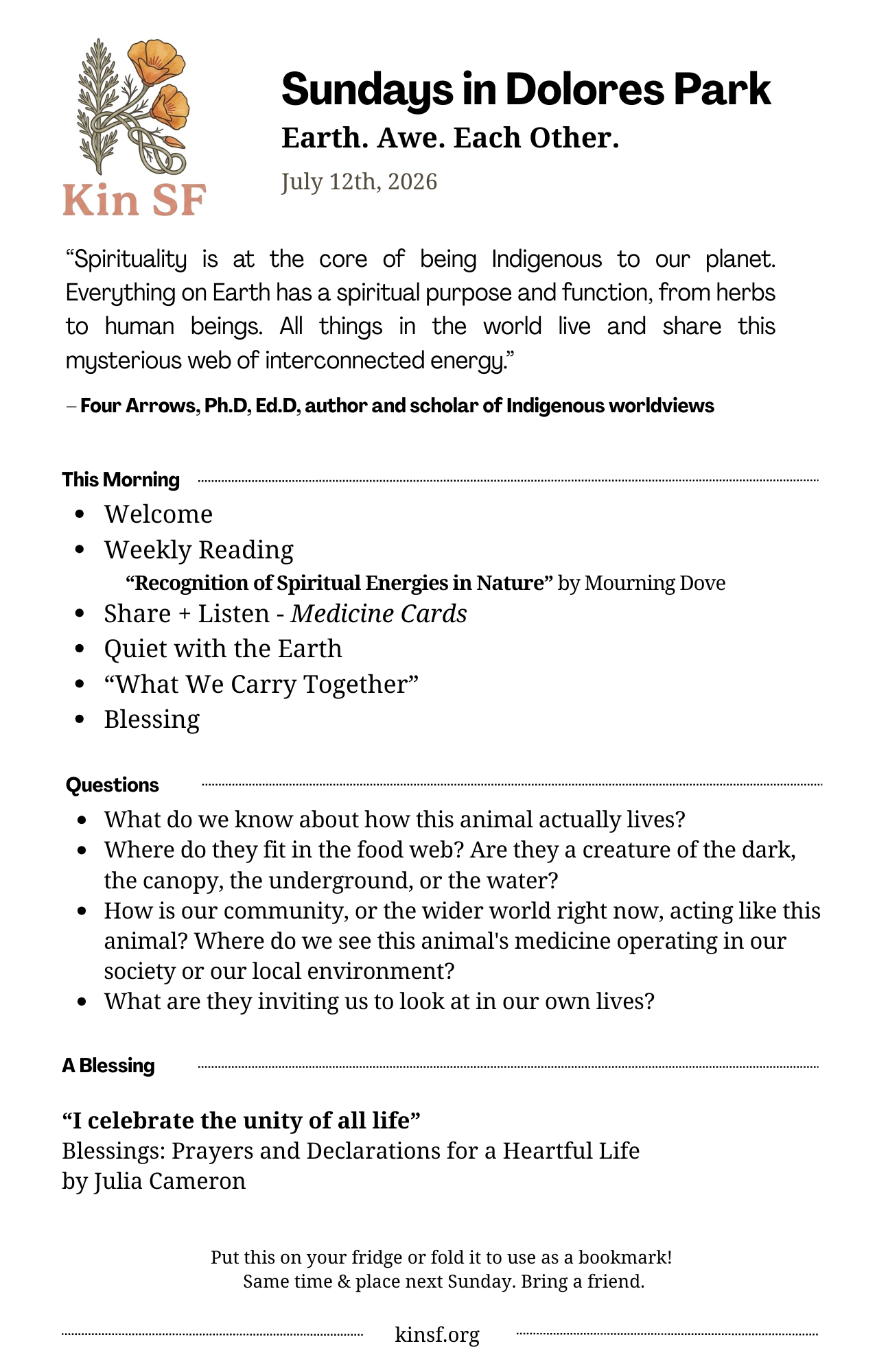 Bulletin for July 12, 2026