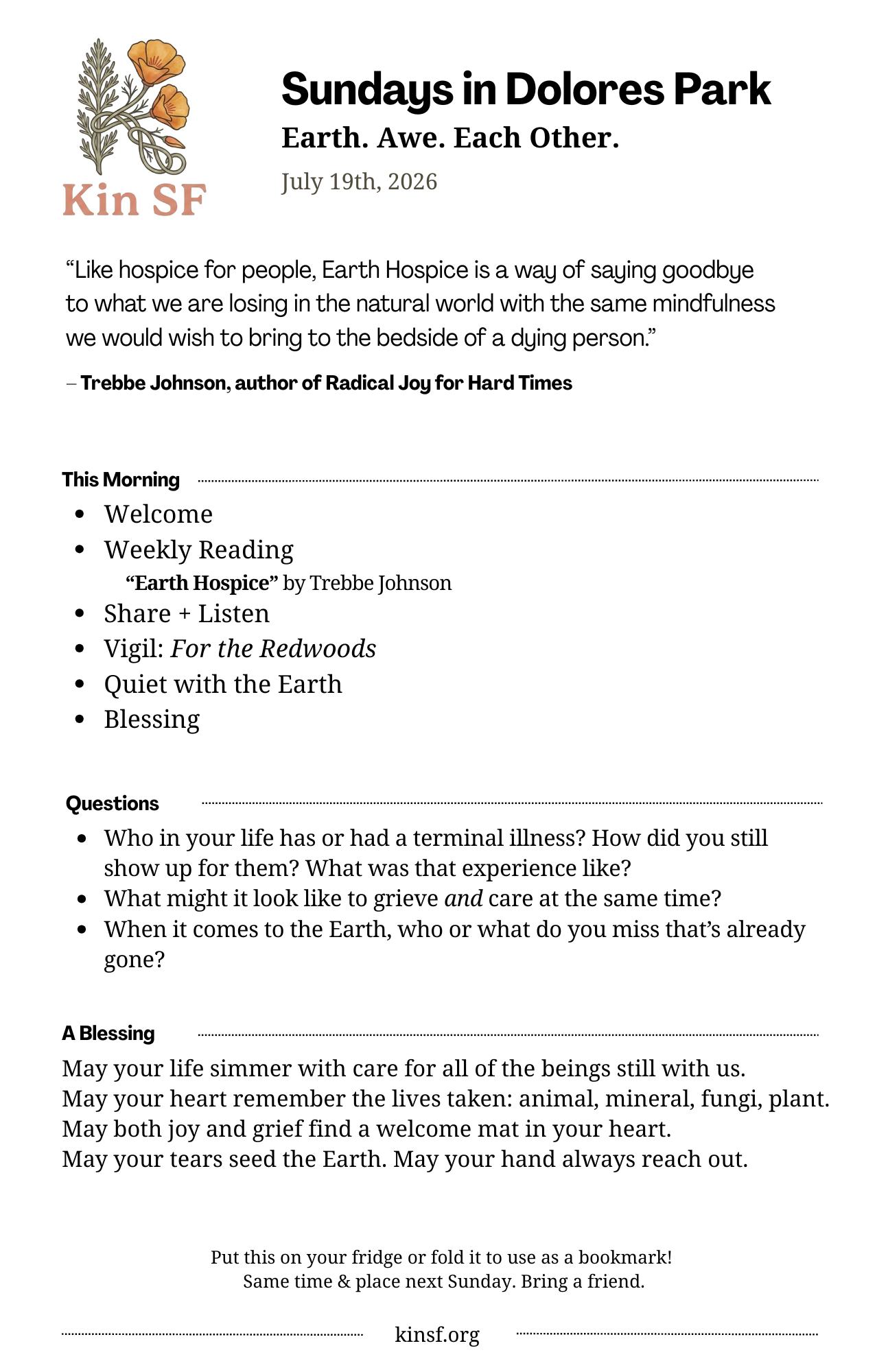 Bulletin for July 19, 2026