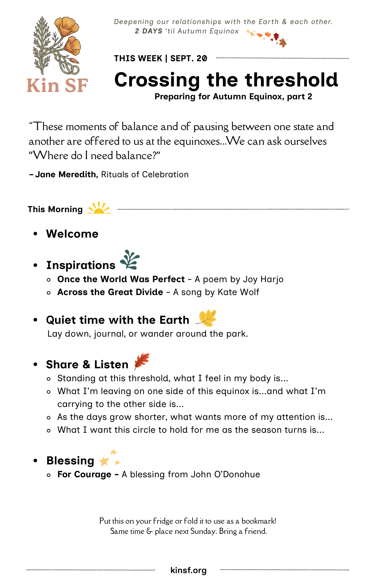 Bulletin for September 20, 2026
