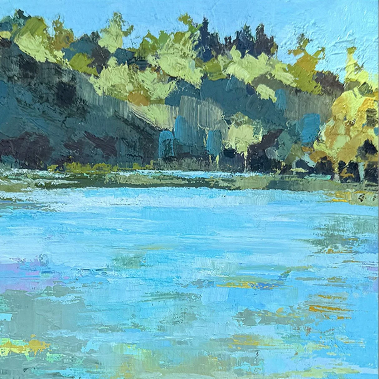 Lake Trees, 6 x 6 inches, sold