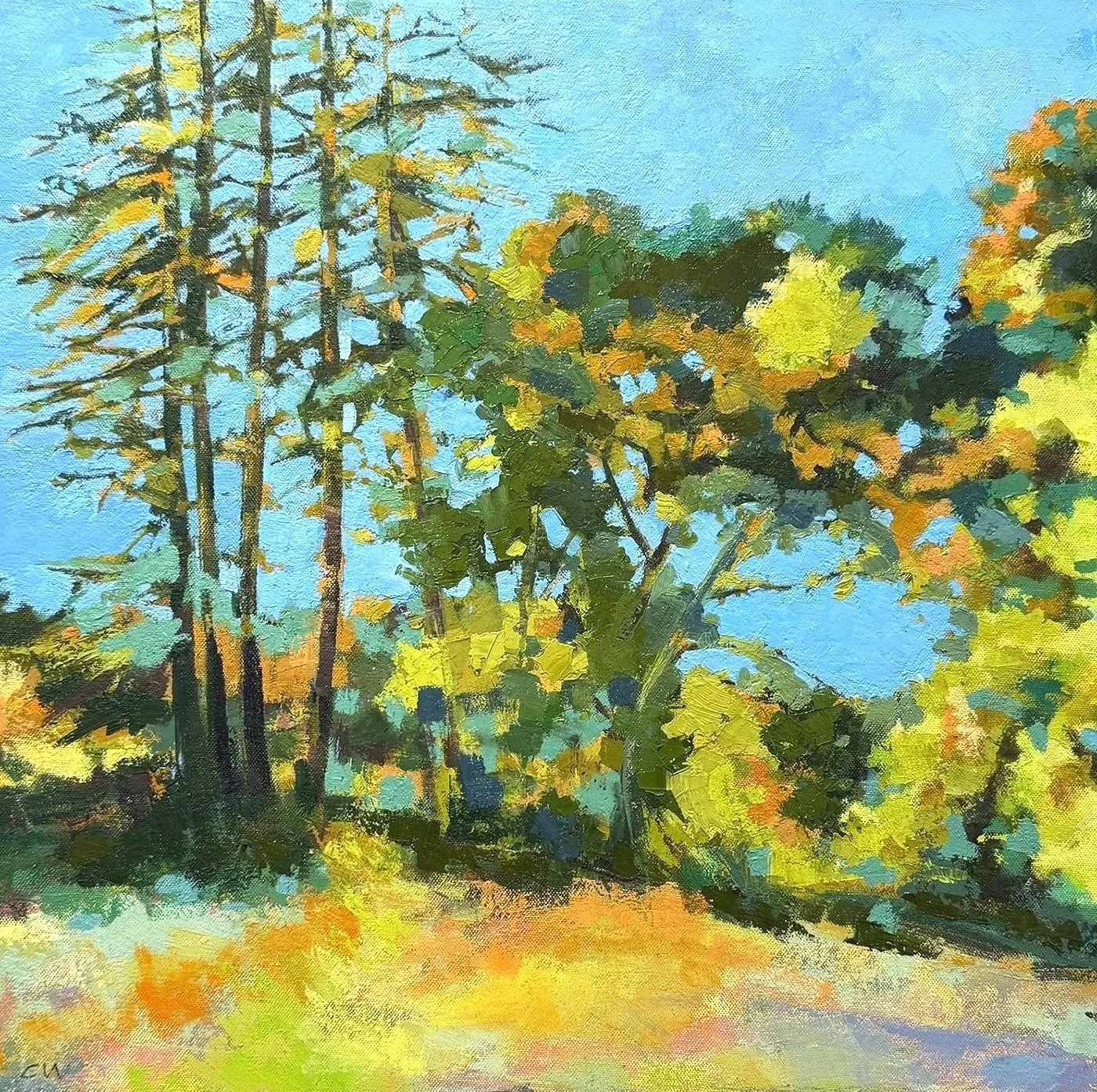 Cedar, Olive, & Redwood, 16 x 16, sold