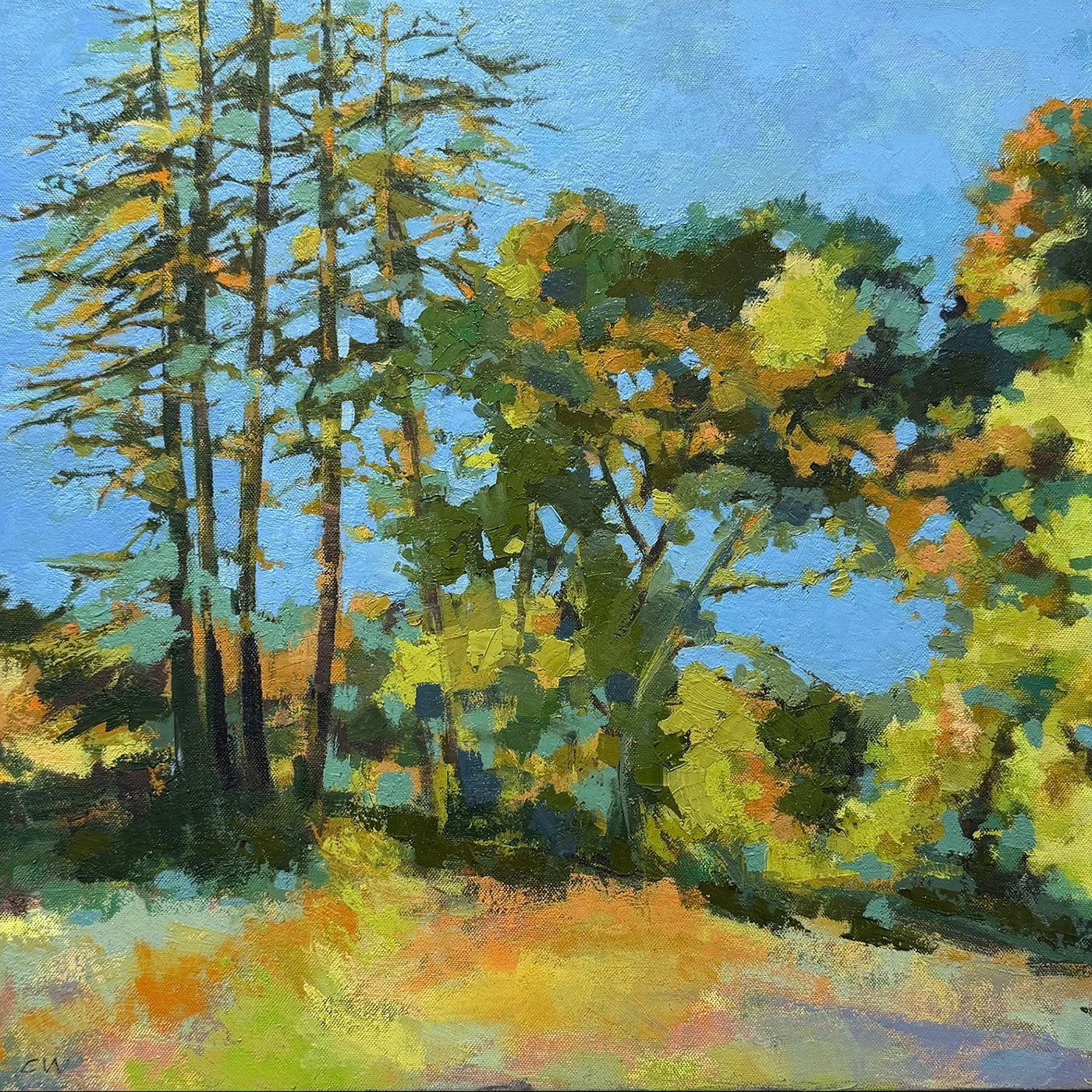 Cedar, Olive, & Redwood, 16 x 16, sold