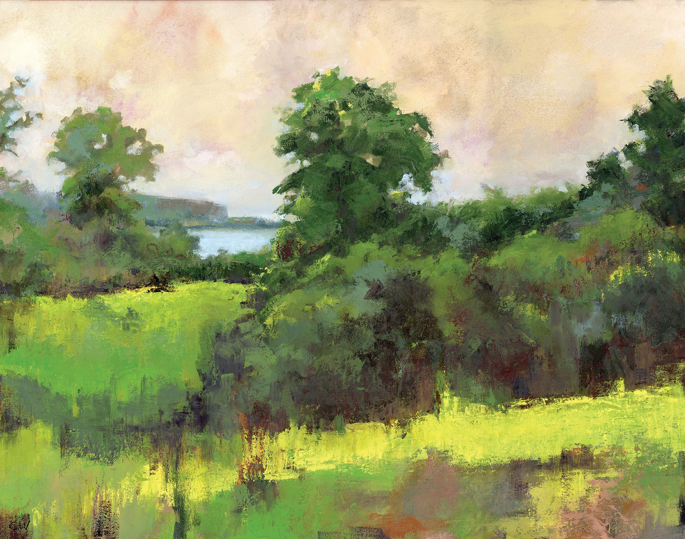 Yellow Pink Orange Green, 28 x 22, nfs