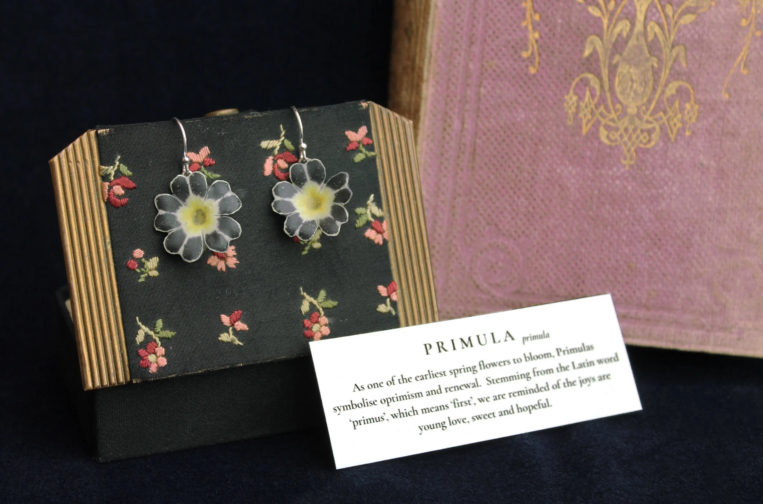 Black Primula Earrings