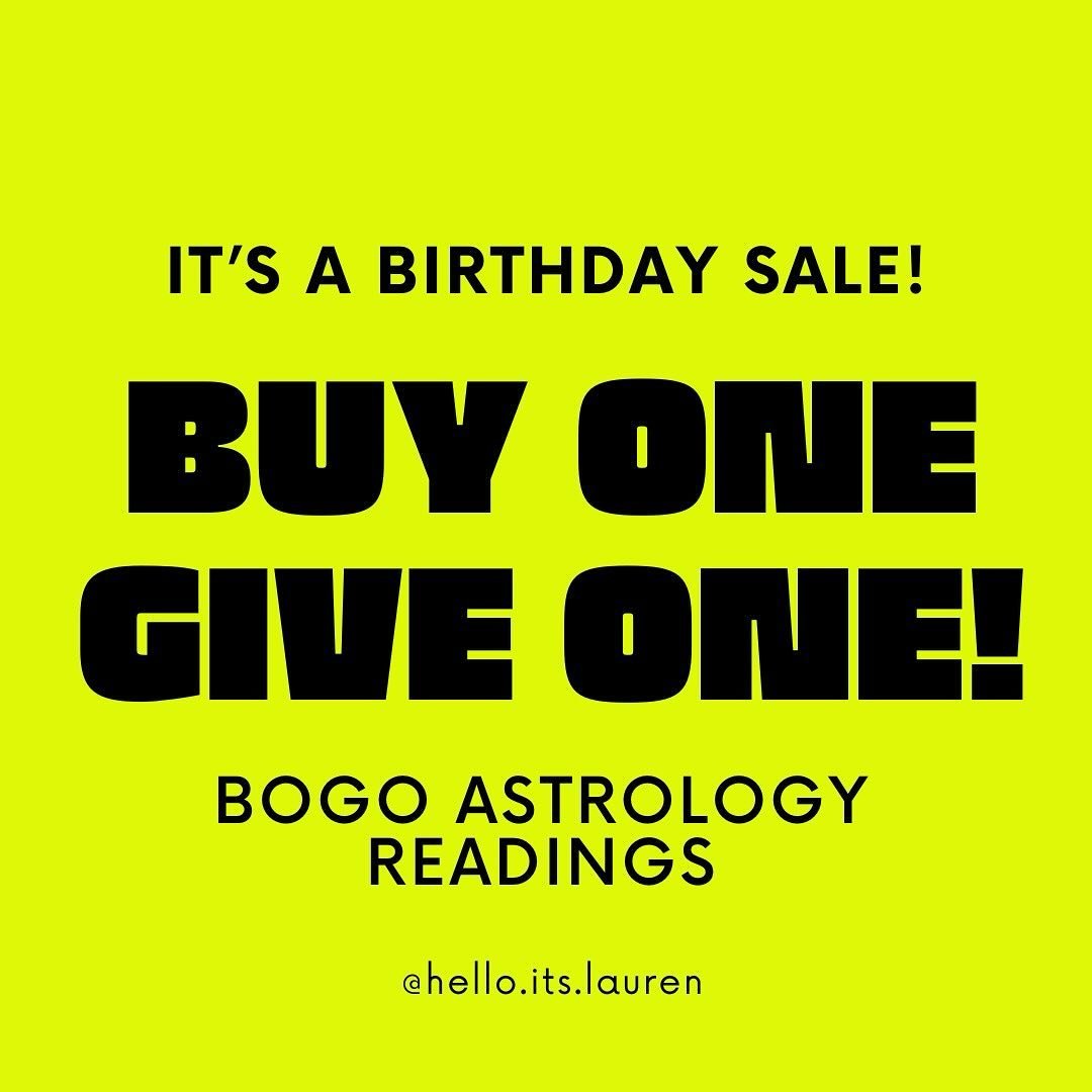 It&rsquo;s my birthday! 

To celebrate, I am offering Buy One Gift One readings for the next 7 days. 

Buy a reading for yourself AND gift one to someone you love.*

*If you want to use the second reading for yourself later in the year - GO FOR IT!*
