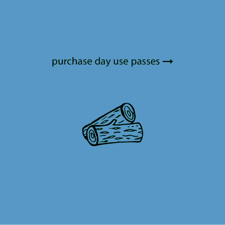 Illustration of logs symbolizing day-use passes and outdoor recreation at Diamond Lake Resort in Kentucky.”
