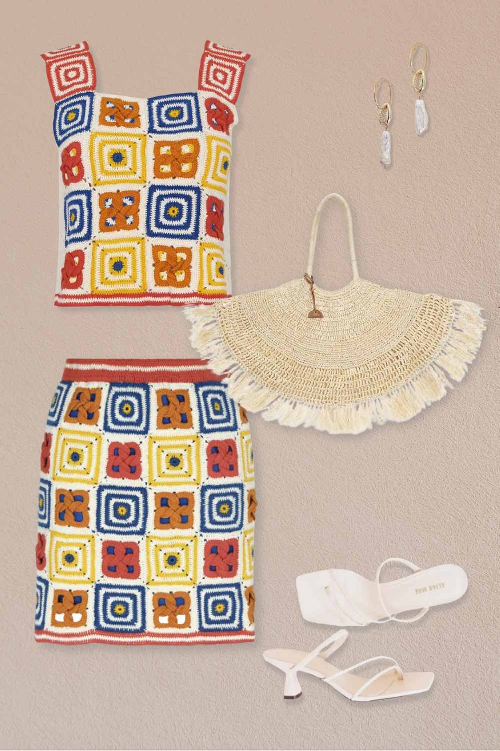 ESCVDO, Santeria Crocheted Mini Skirt, Resort Wear 2024