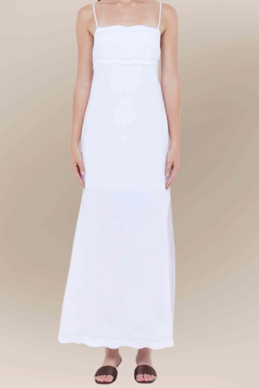 Exquisite Beach Button White Dress