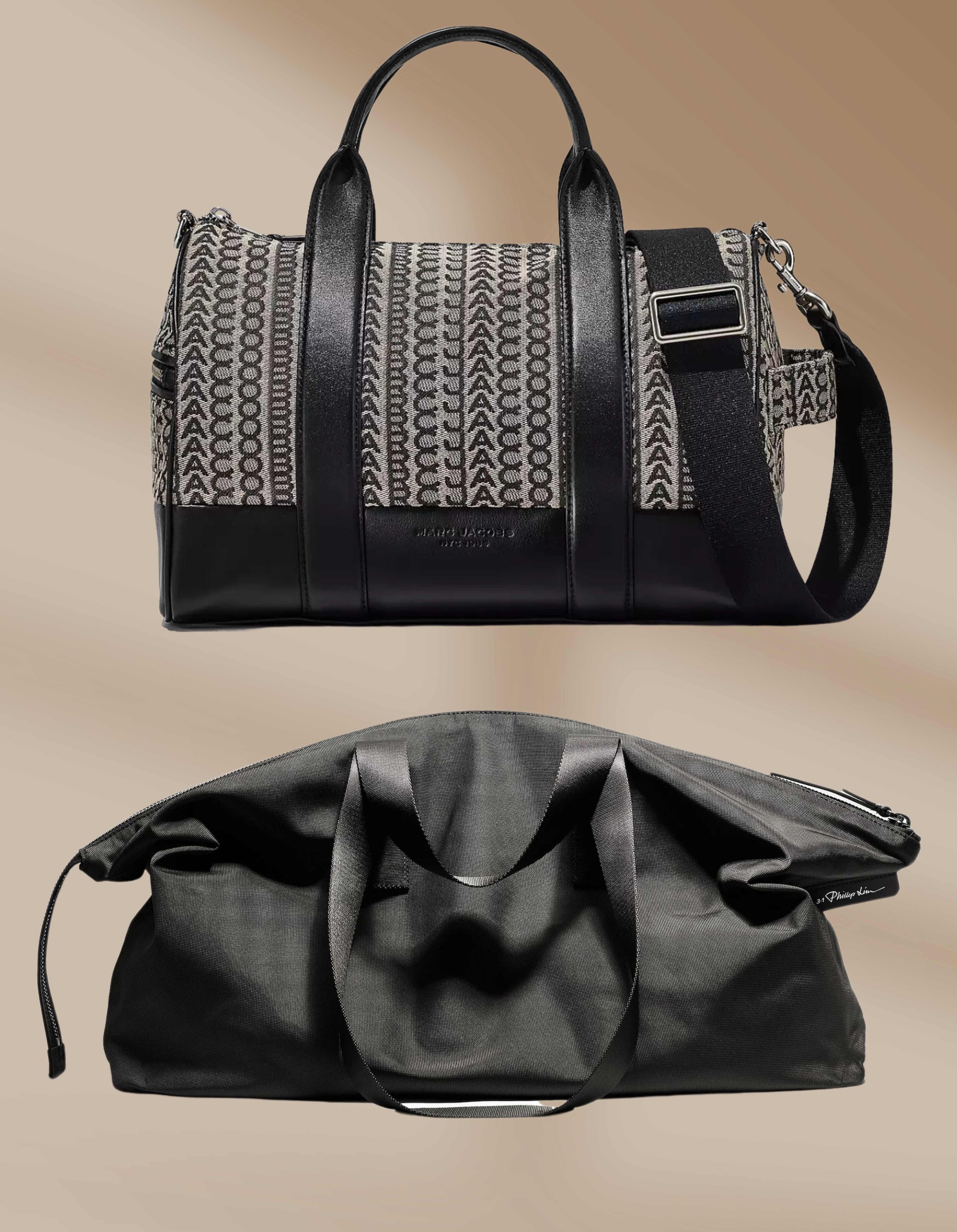 MIAMI Black Leather Monogram Tote Bag with Scarf | Monogram & Luxe