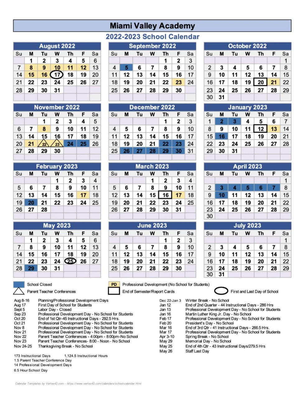 2022-2023 Calendar — Miami Valley Academies