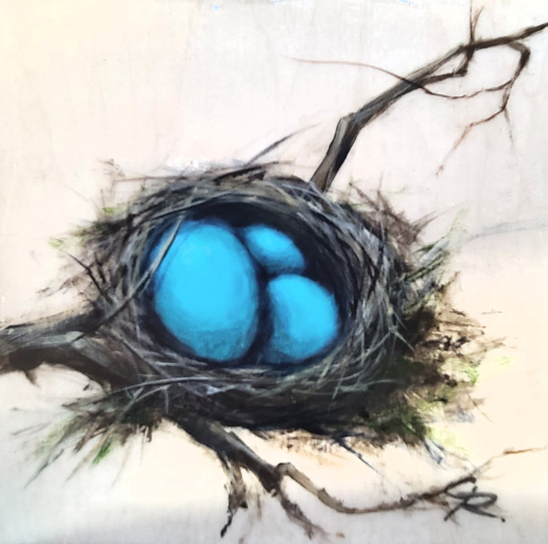 Becoming Robins, 6x6 acrylic, $150 SOLD