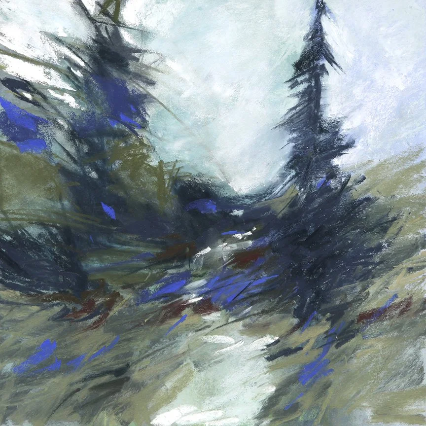 Two Pines, 9.5x9.5 pastel, $800