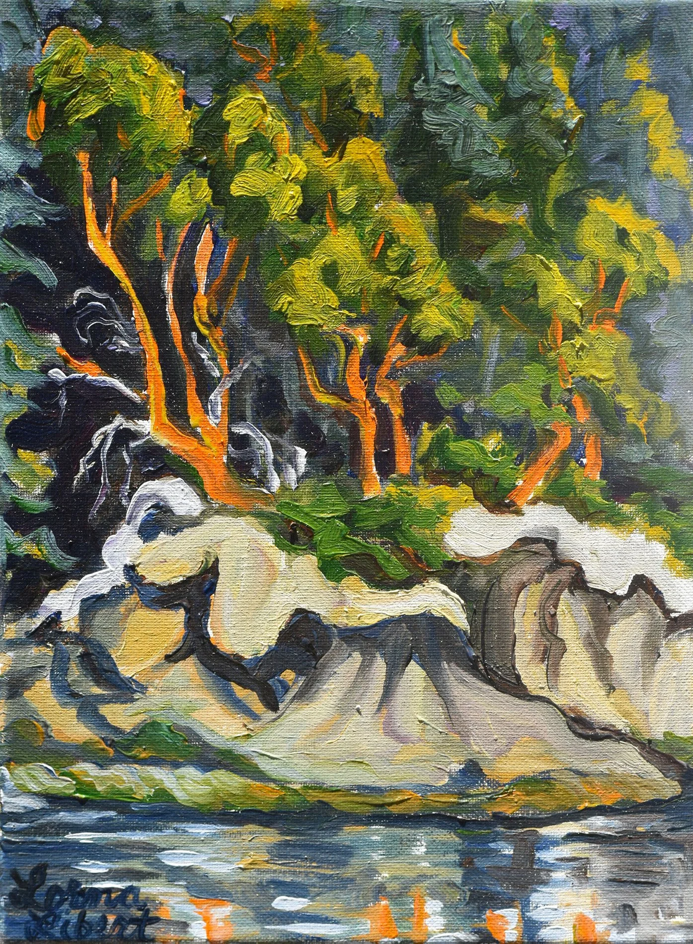 Sandstone and Madronas, 10 x 8 oil, $375