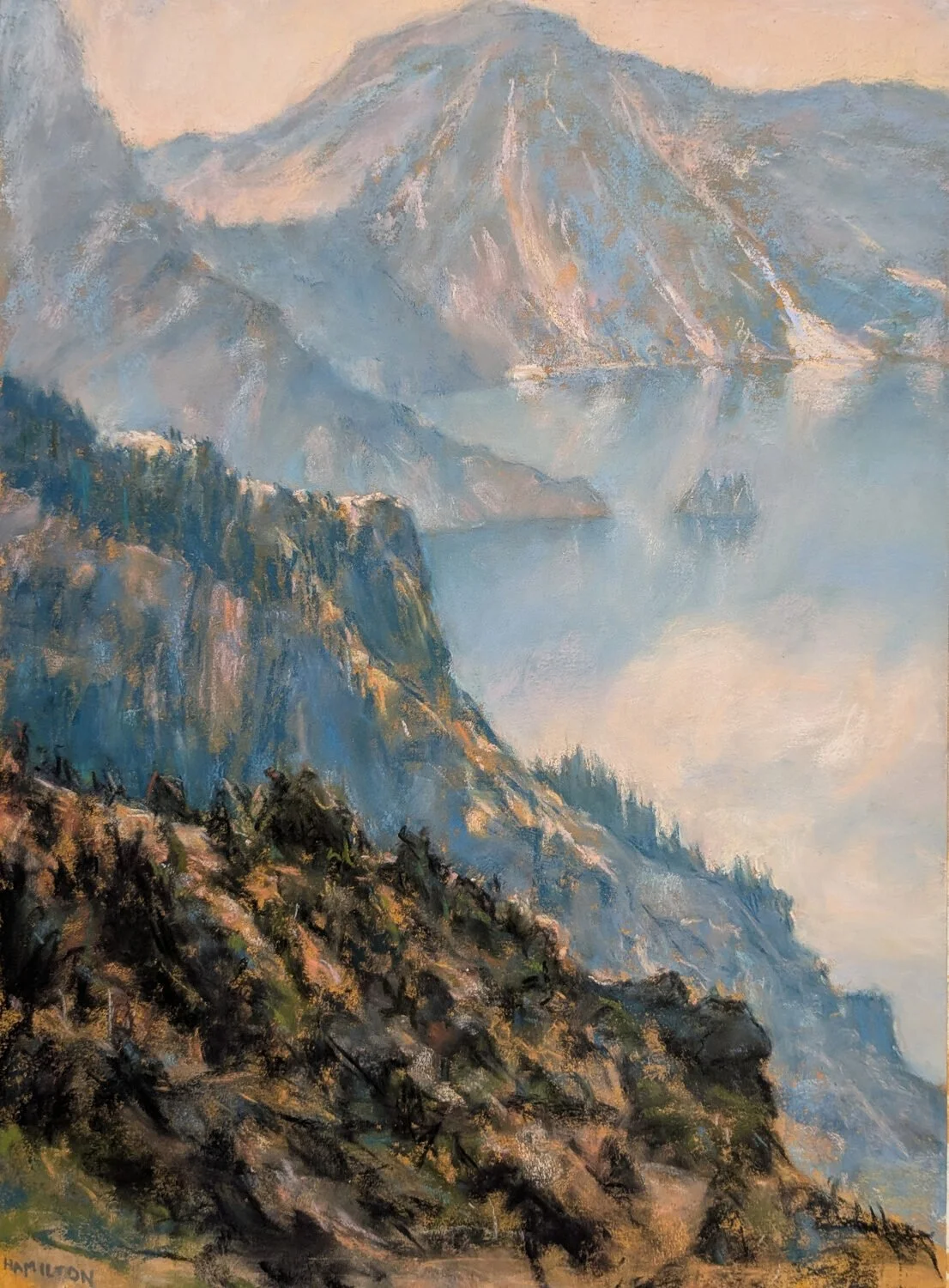 Janet Hamilton - From the Crater; 21 x 17 pastel, $900