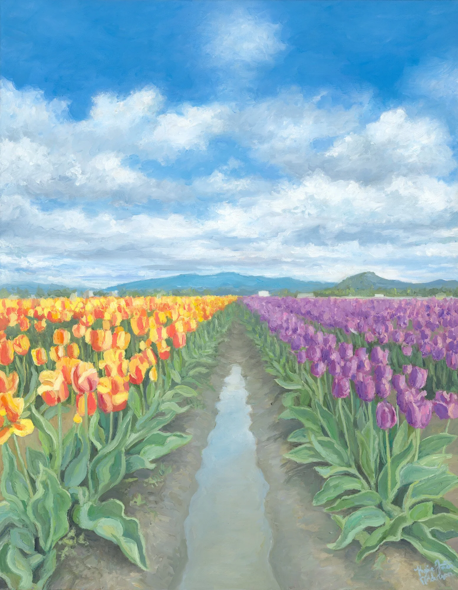 Where the Tulips Meet, 22x28 oil,$1600