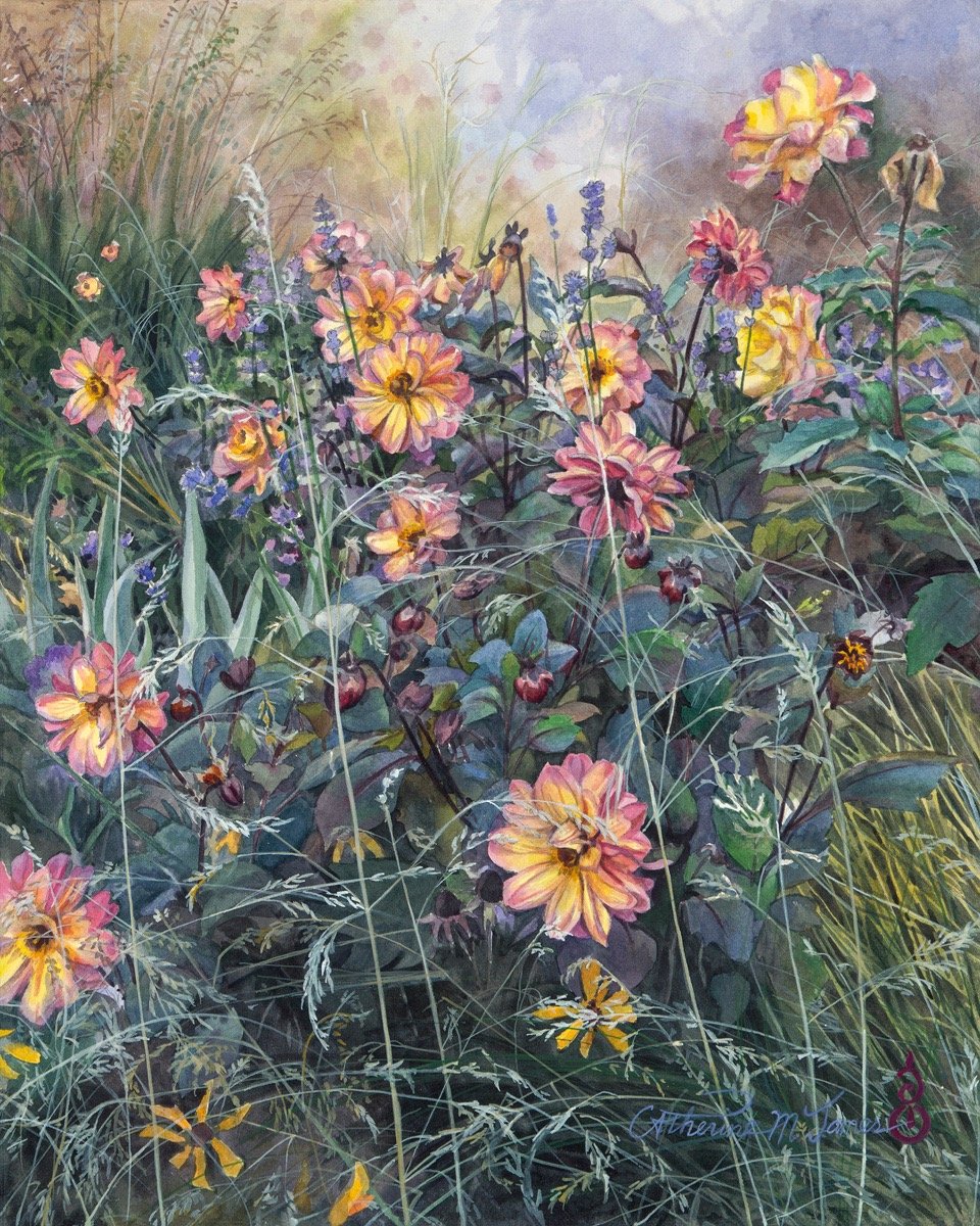 September Garden, 16" x 20" watercolor, $ 850