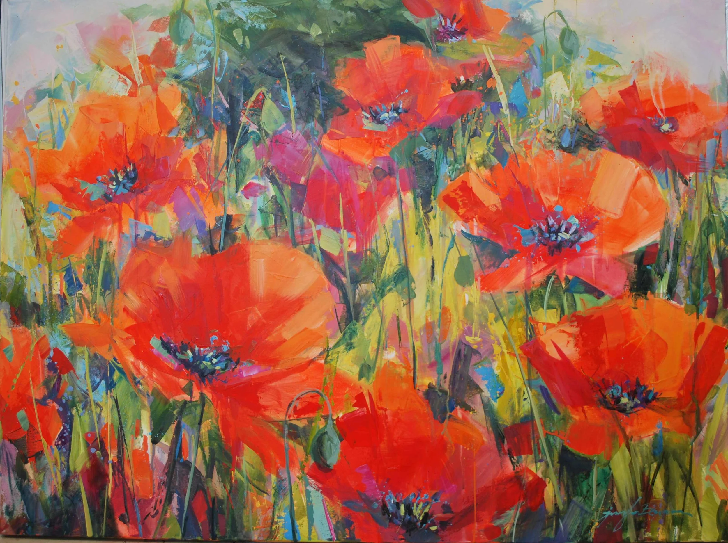 Poppy Profusion, 30x40 acrylic, $2800