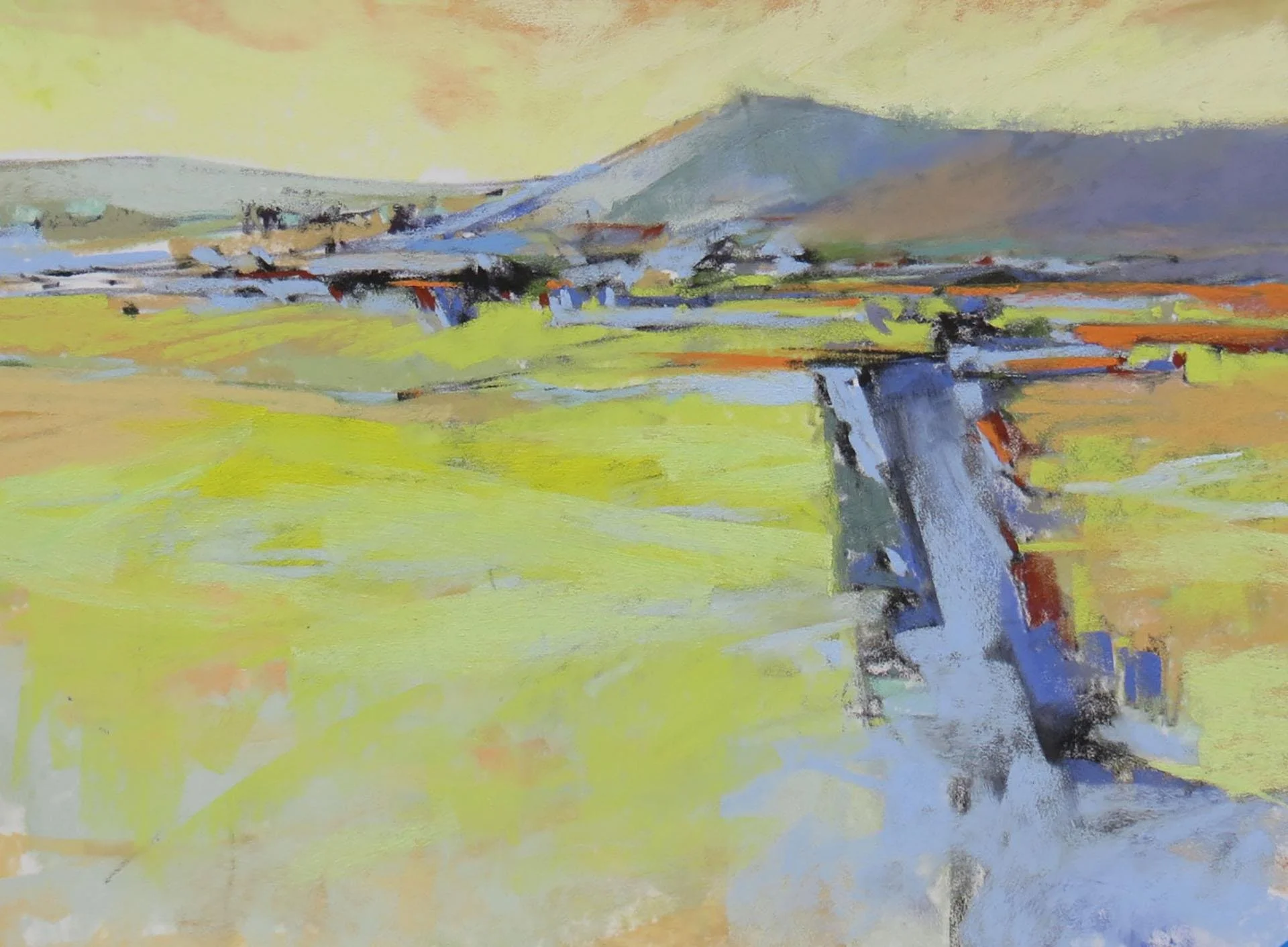 Fields and Farms, 9 x 12 soft pastel, 
$590 by Janice Wall SOLD