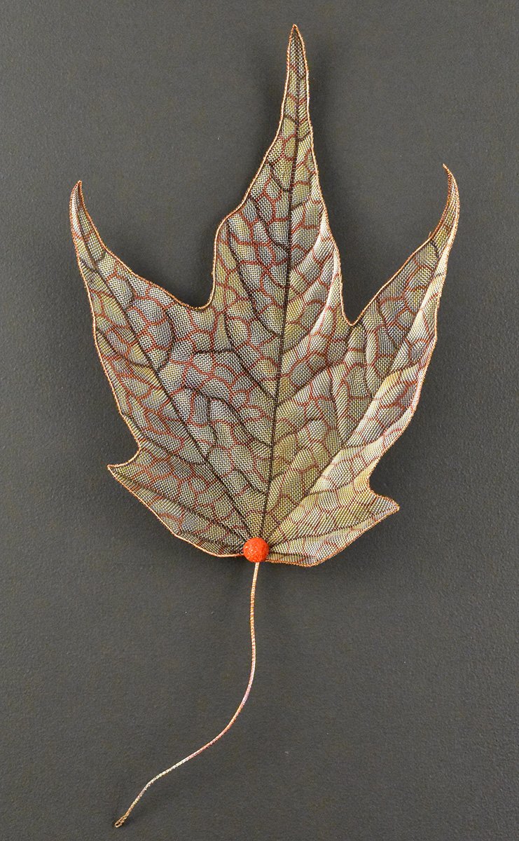 Sugar Maple Leaf, Copper mesh, glass frit, wire (21.5x10x4) $750