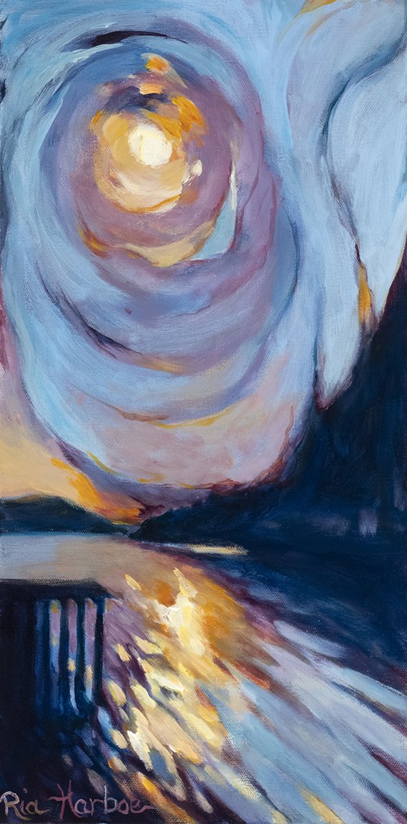 Spiral in the Sky, 20x10 acrylic, $395
