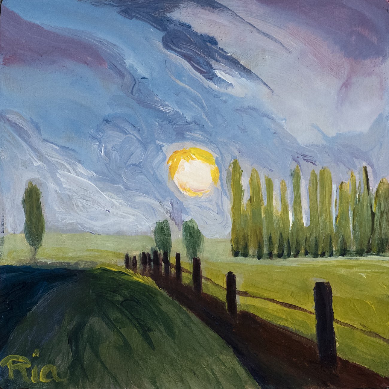 To the Poplar Line, 4x4 acrylic, $75