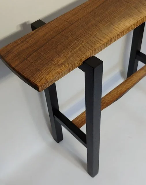 "Dazzle" Hall Table - Tigered Oregon Black Walnut/Ebonized American Black Walnut; 40-3/8"W; $2600