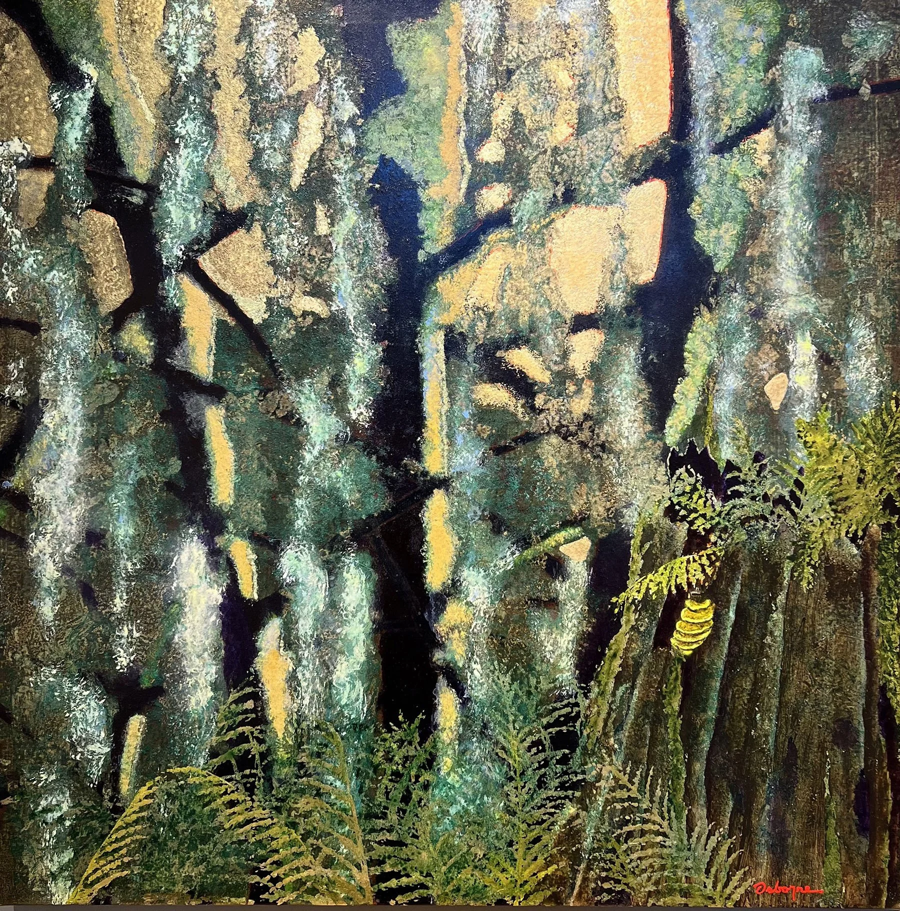 Old Growth Entanglement, 38X38 gold leaf and acrylic, $6900