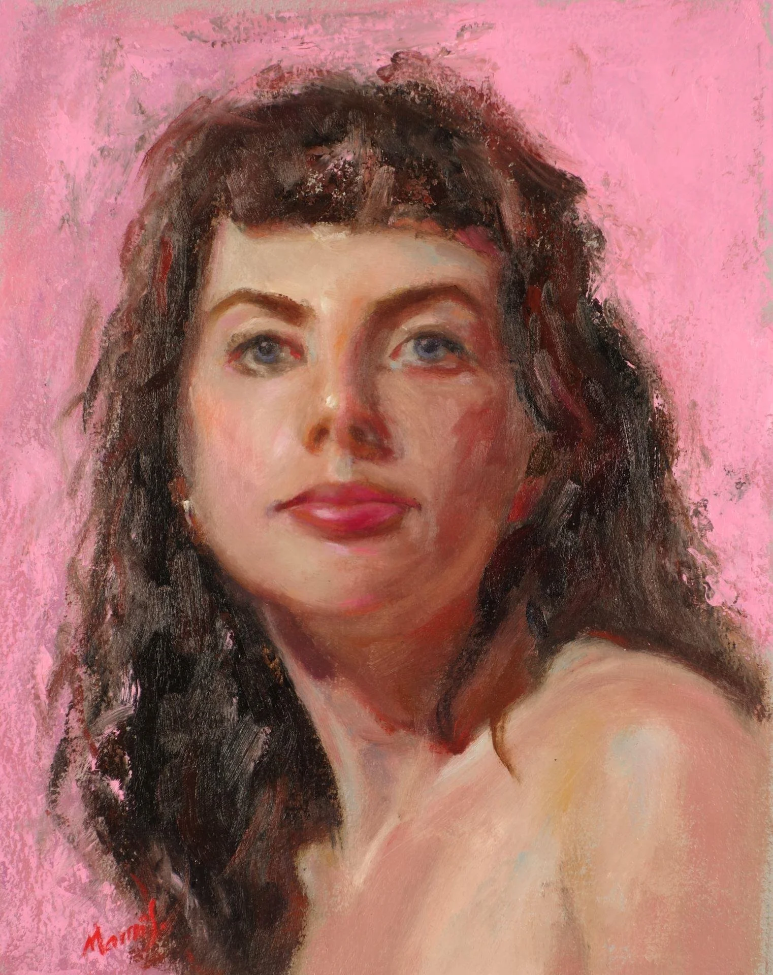 Pink Lady, 8 x 10 oil, $500 by Mami Shimomura