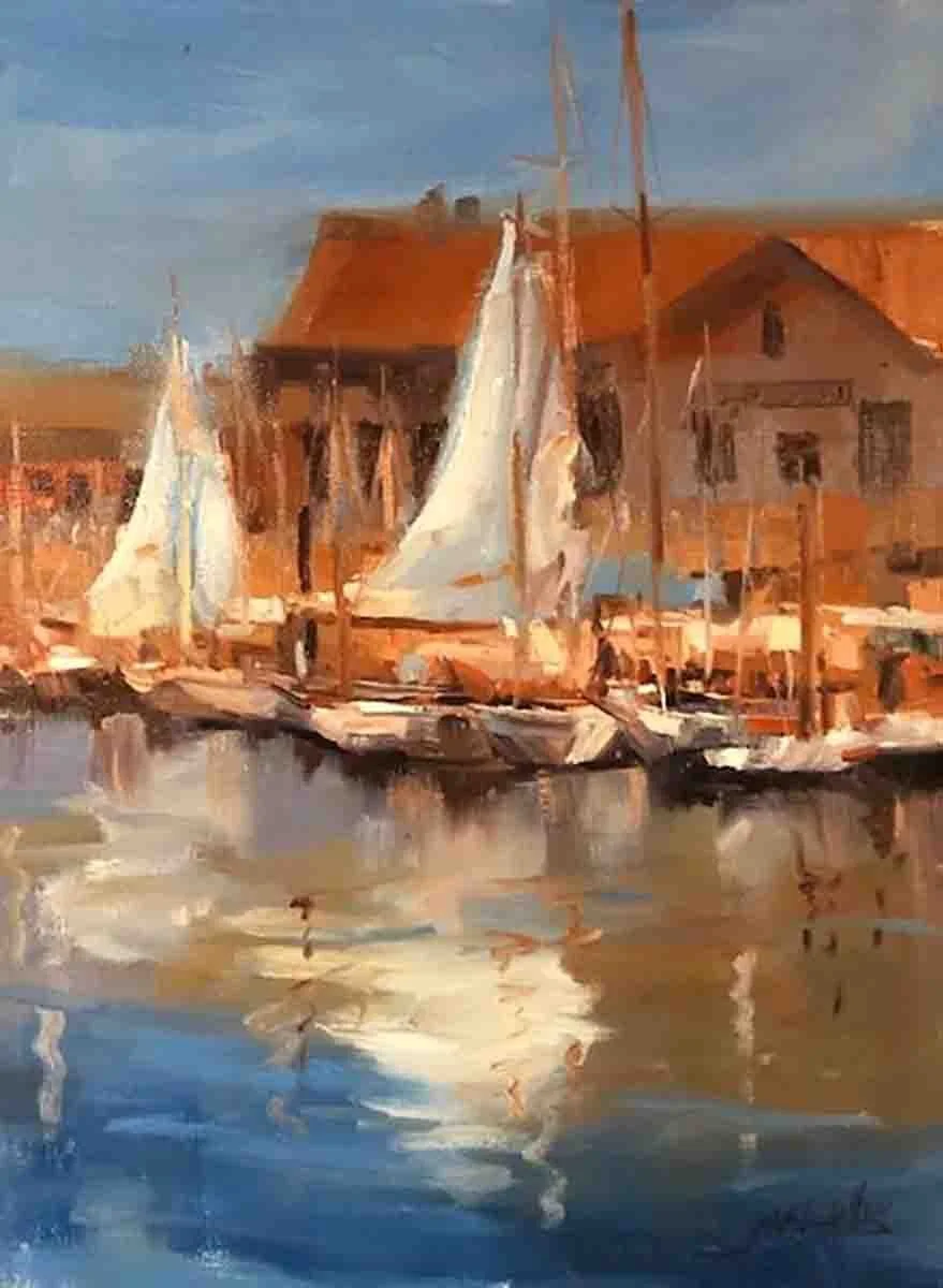 Wooden Sailboat Exhibit-Port Townsend 16x12 oil.  $1150