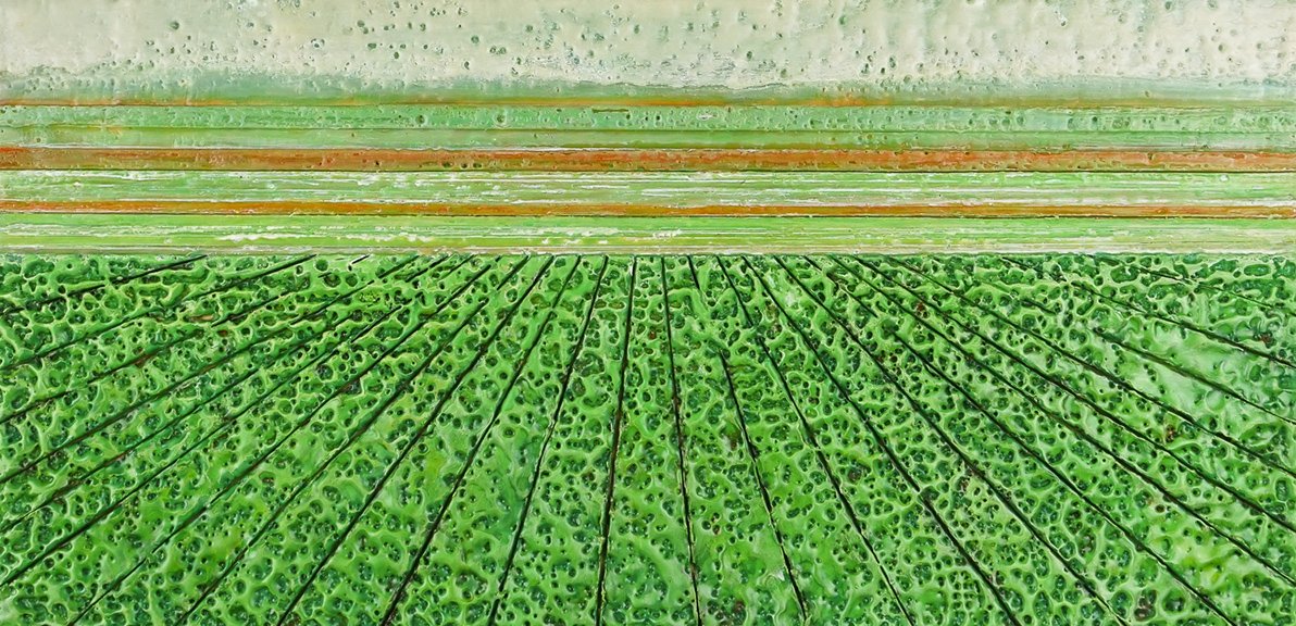 "Rhythmic Wanderings", 12” x 24” x 1.5” Encaustic and Oil, $475 SOLD