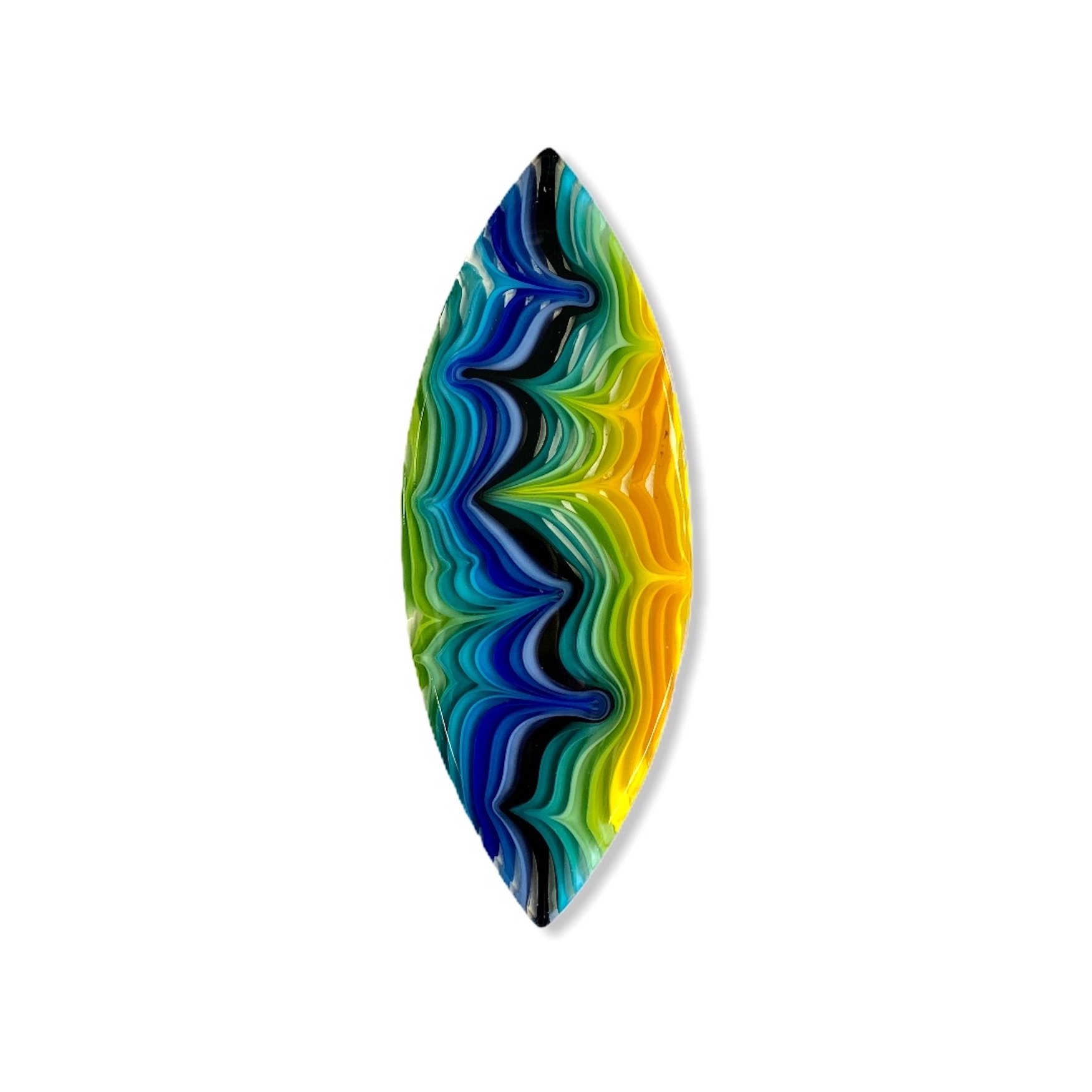 Calm Swirl Petite Marquise, 11.5x4.5 fused glass, $280