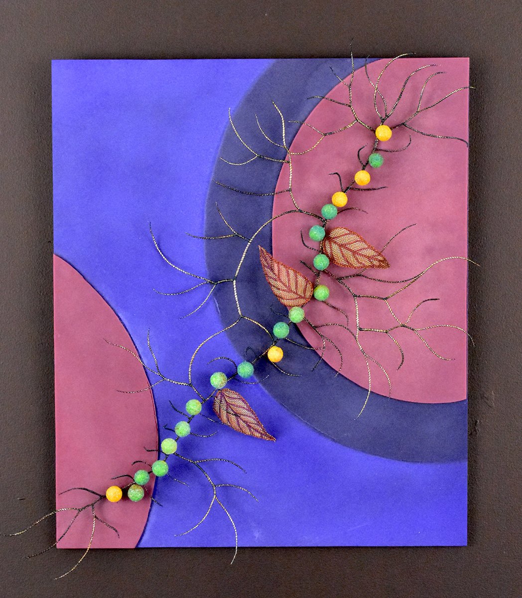 Collab #2, Glass, copper mesh, wire, glass frit, (19x16x2.5) $3,200