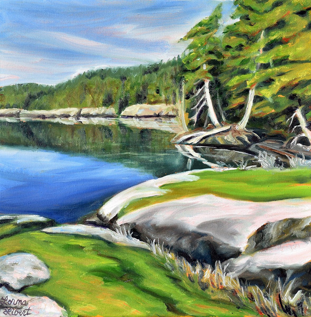 A Quiet Place to Sit, 14 x 14 oil, $650