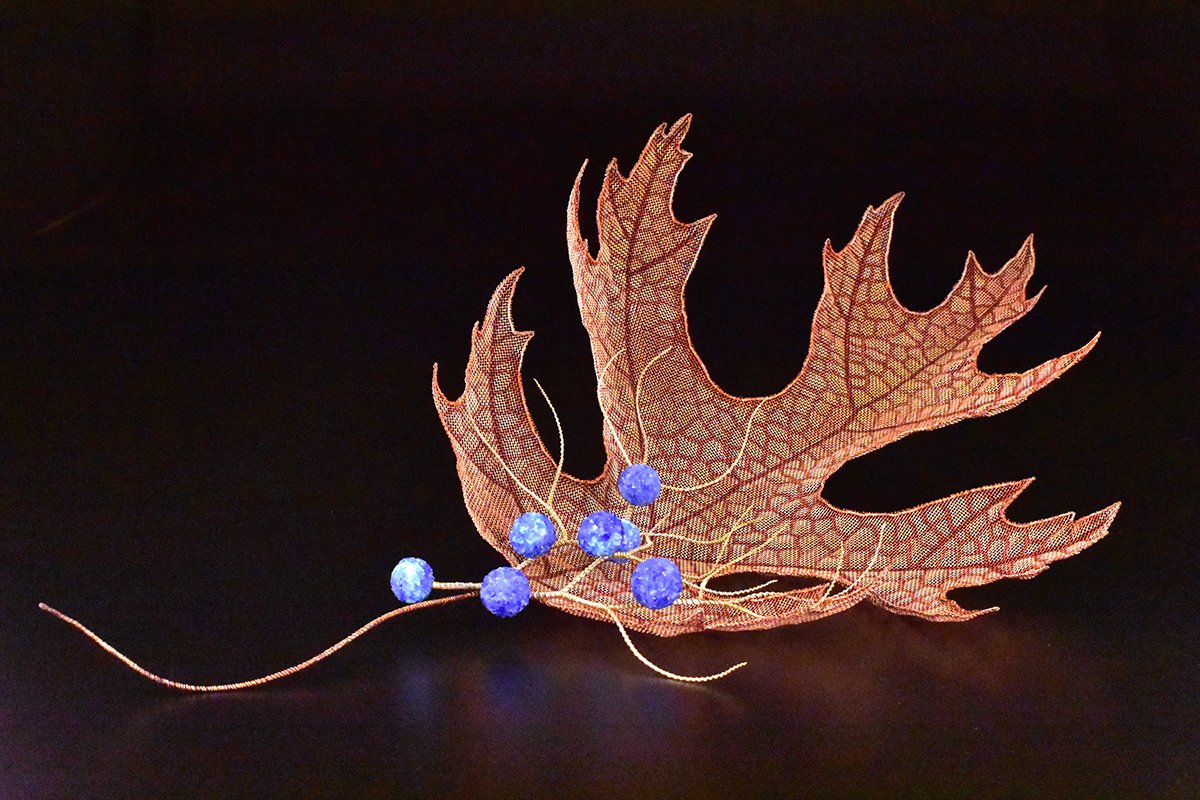 Enveloping Nature, Copper mesh, glass frit, wire (5x12x22) $1,500