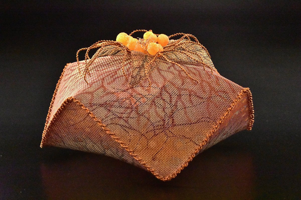 Rooted, Copper mesh, glass frit, wire (4x7.5x7.5) $850 SOLD