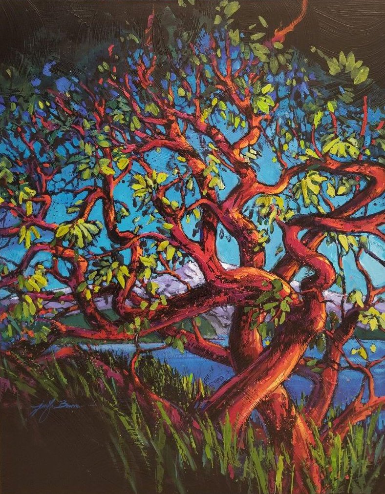 Tangled Madrona, 28x22 acrylic, $1200