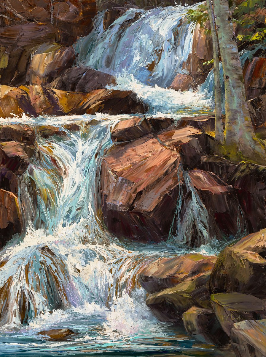 Falling through the Cascades, 40x30 oil, $4200