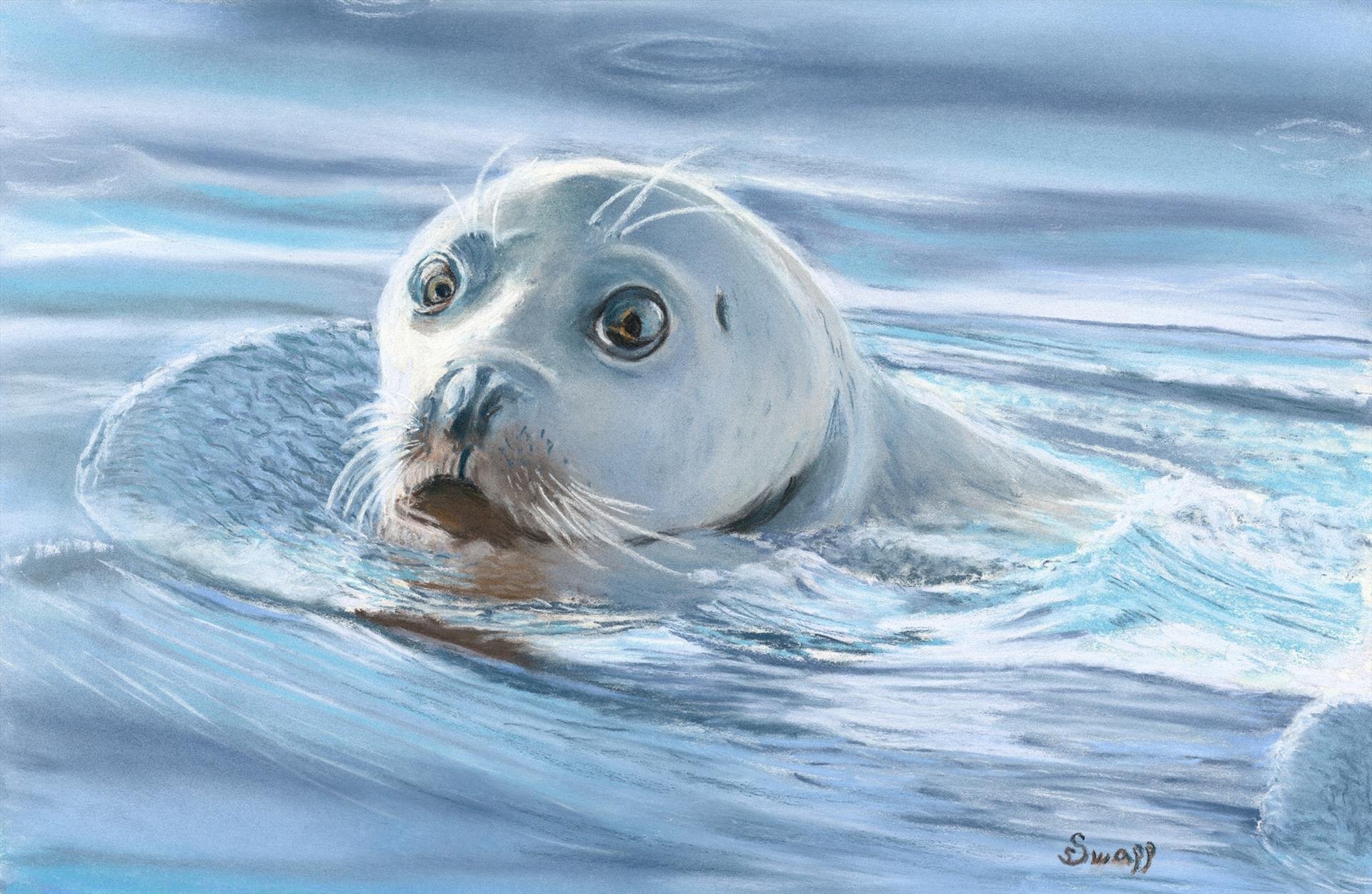 Sue Swapp; Surfacing, 12x17 soft pastel, $1350