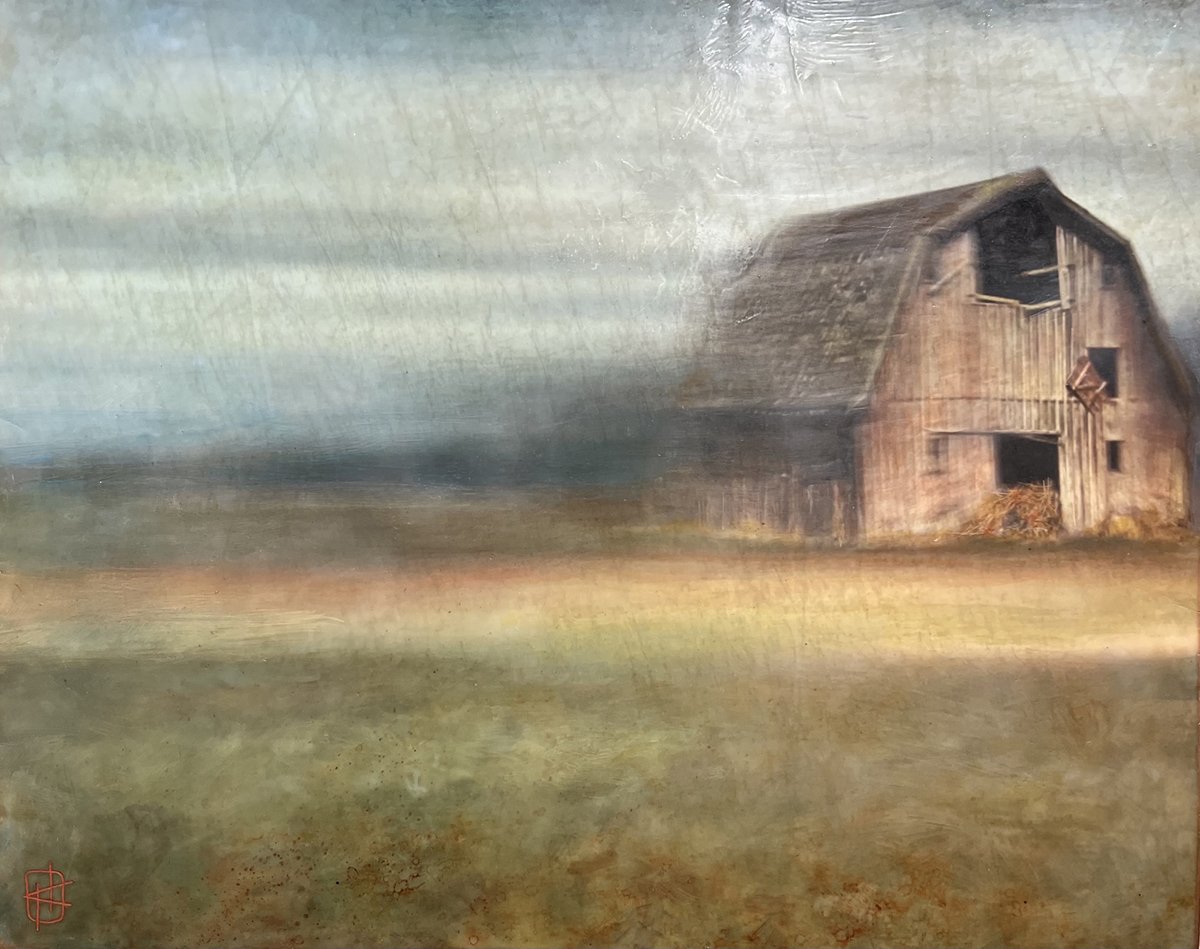 Red Barn, 16x20 Photo Encaustic, $385