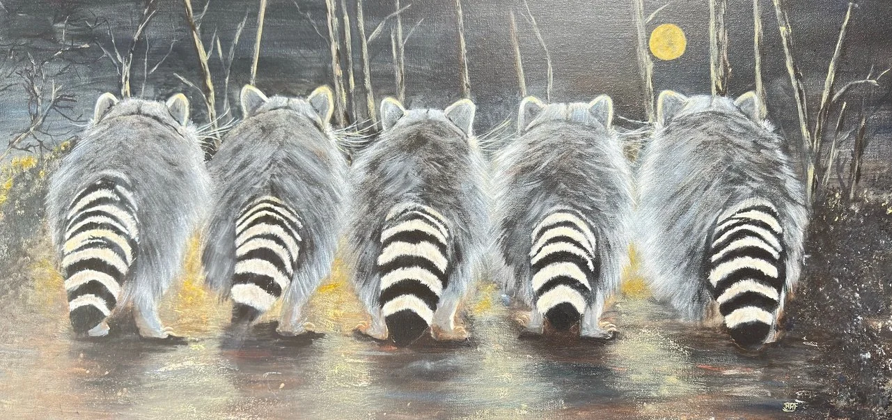 Barbara Ford - Moonlight Tails, 18x36 acrylic, $2500