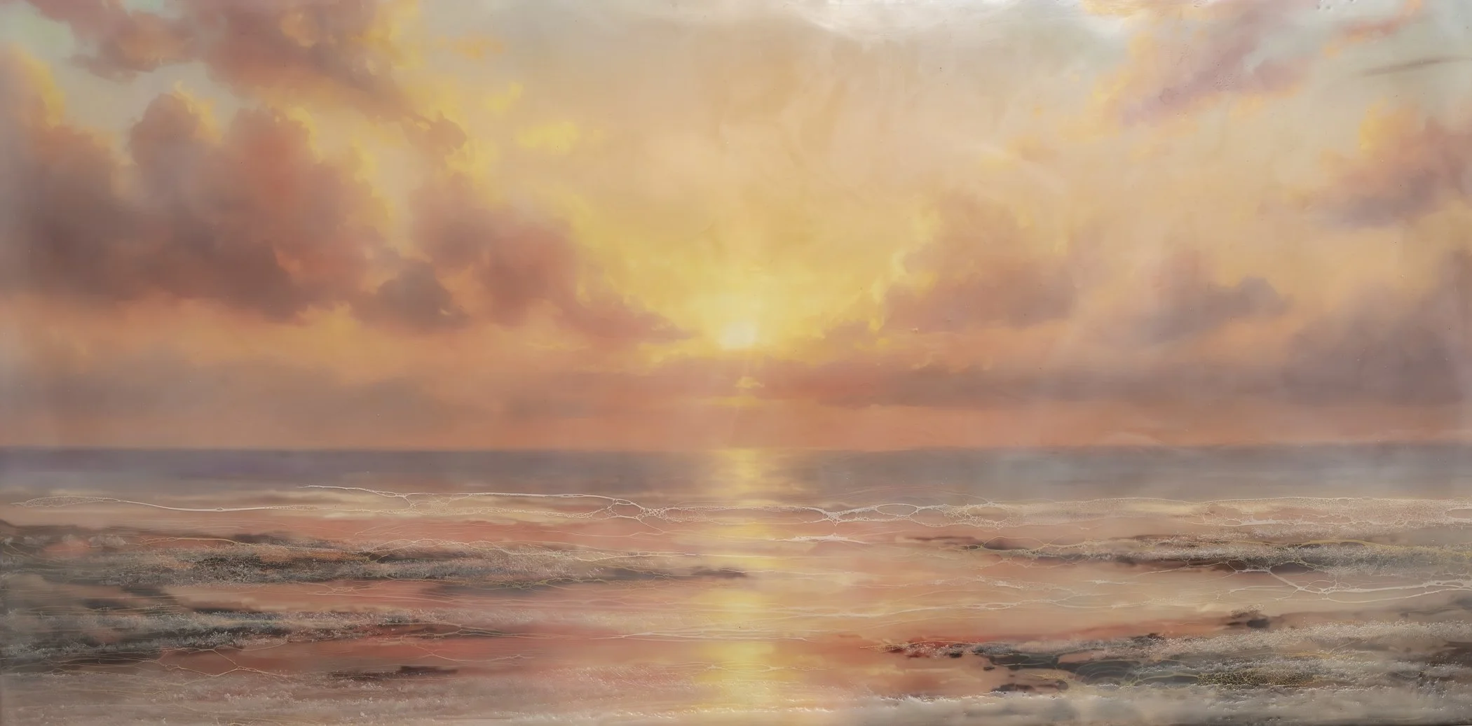Gregg Goolsby - Juan de Fuca Sunset, 12x24 encaustic, $500