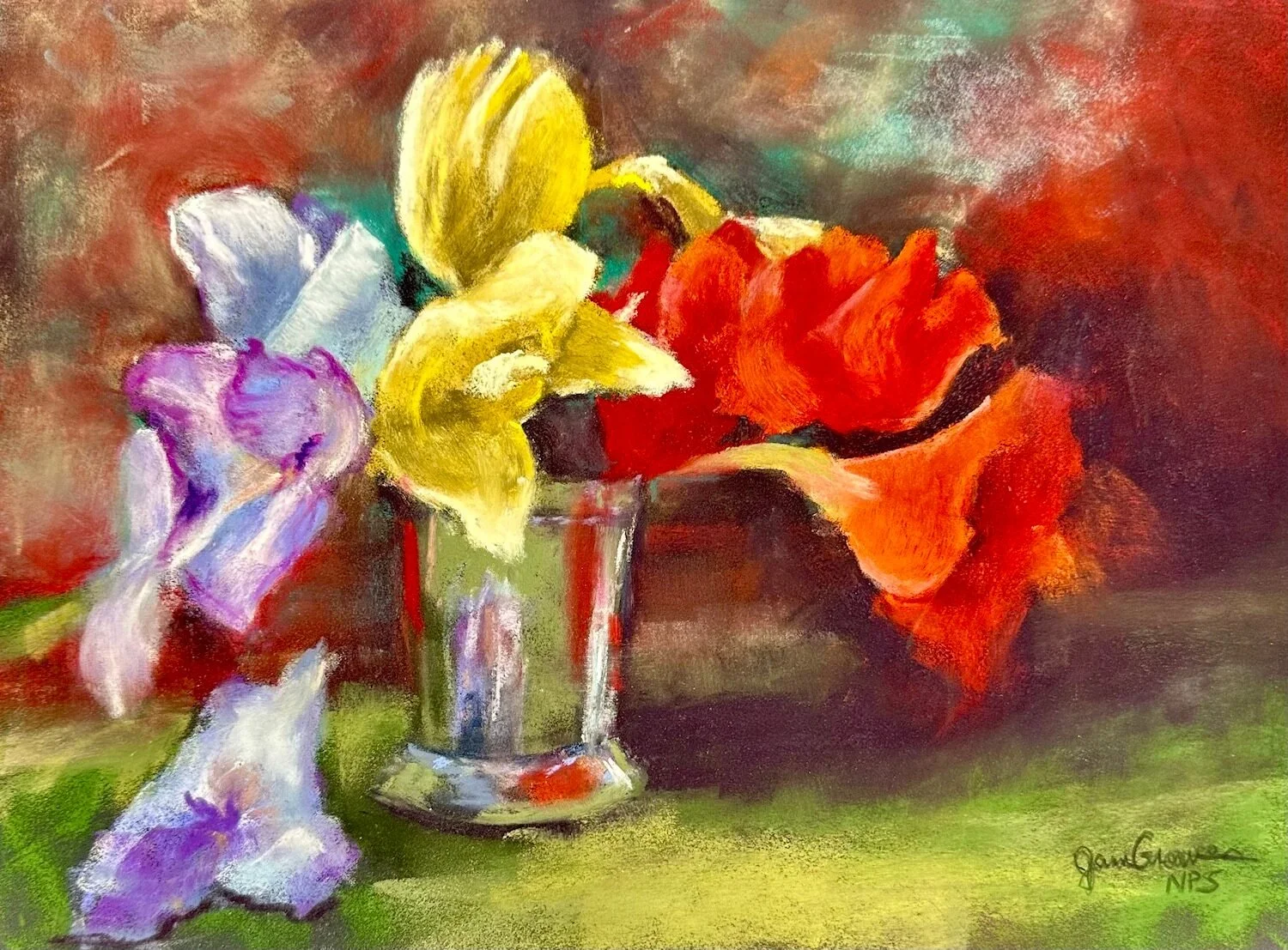 Janis Graves - Floral Party; 14 x 19 pastel, $800