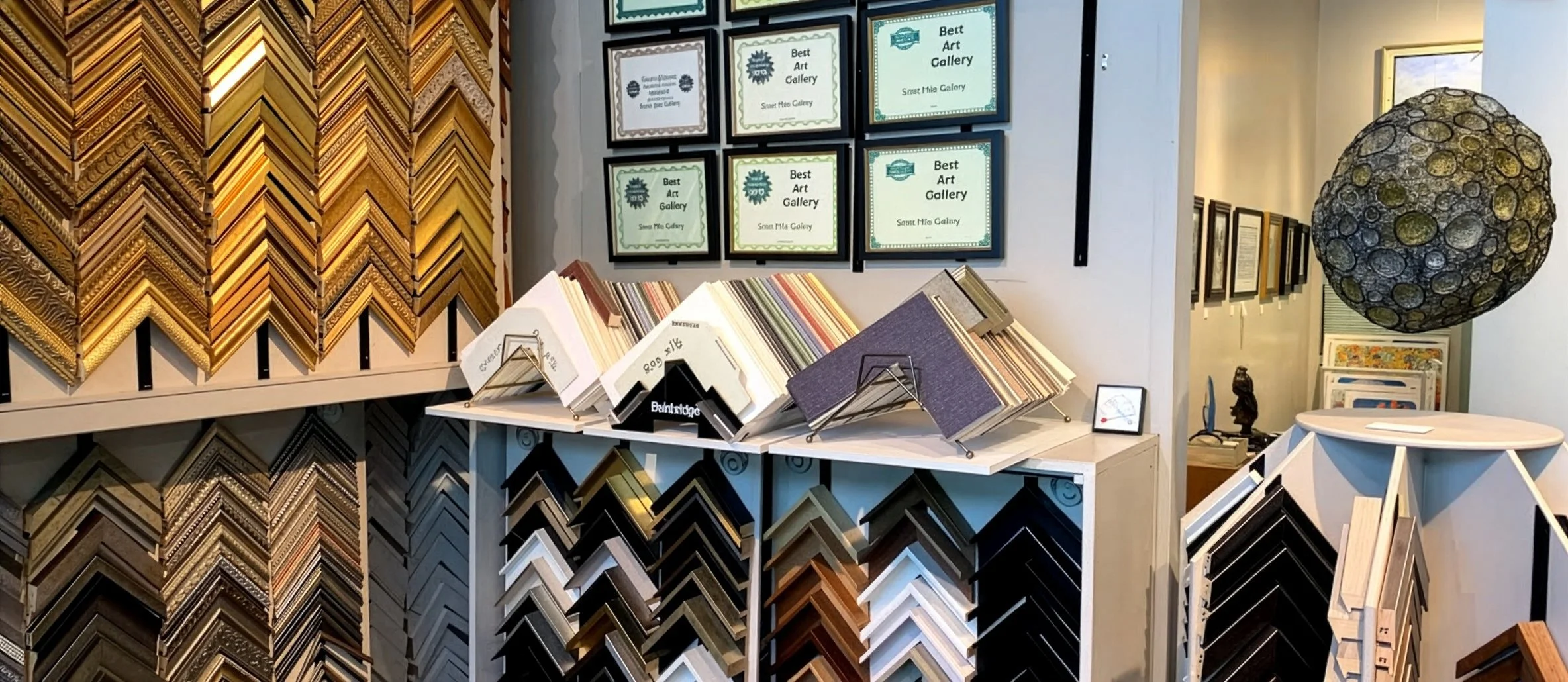Frame sample displays and Best Art Gallery Awards