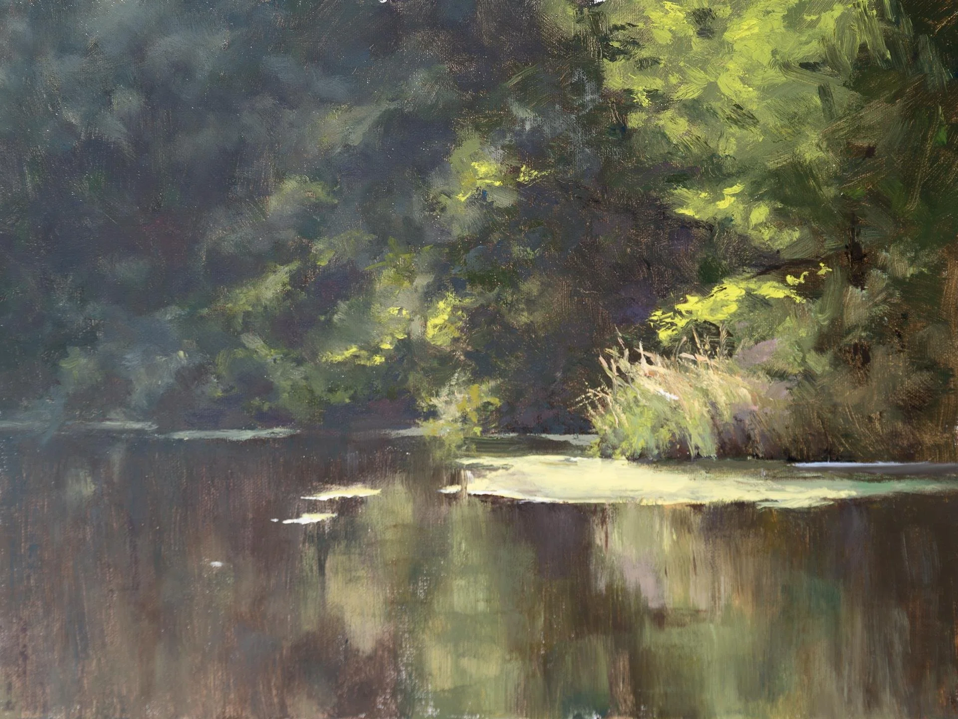 Vitali Prokopenko - Still Waters, Silent Trees; 9x12 oil, $450