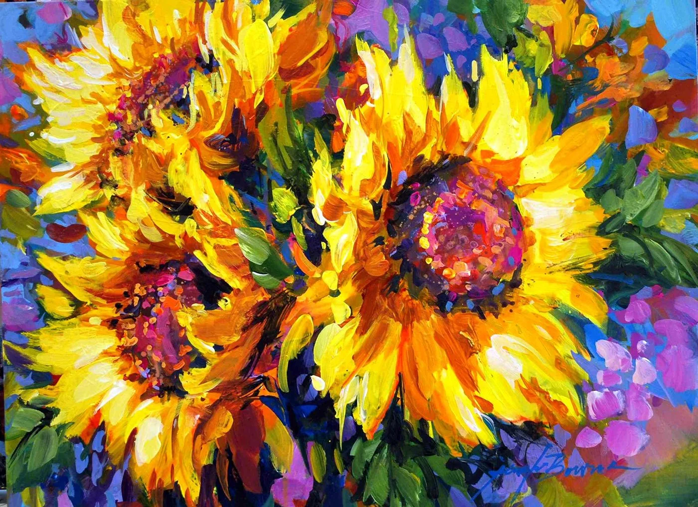 Sunflowers, 12x16 acrylic, $295