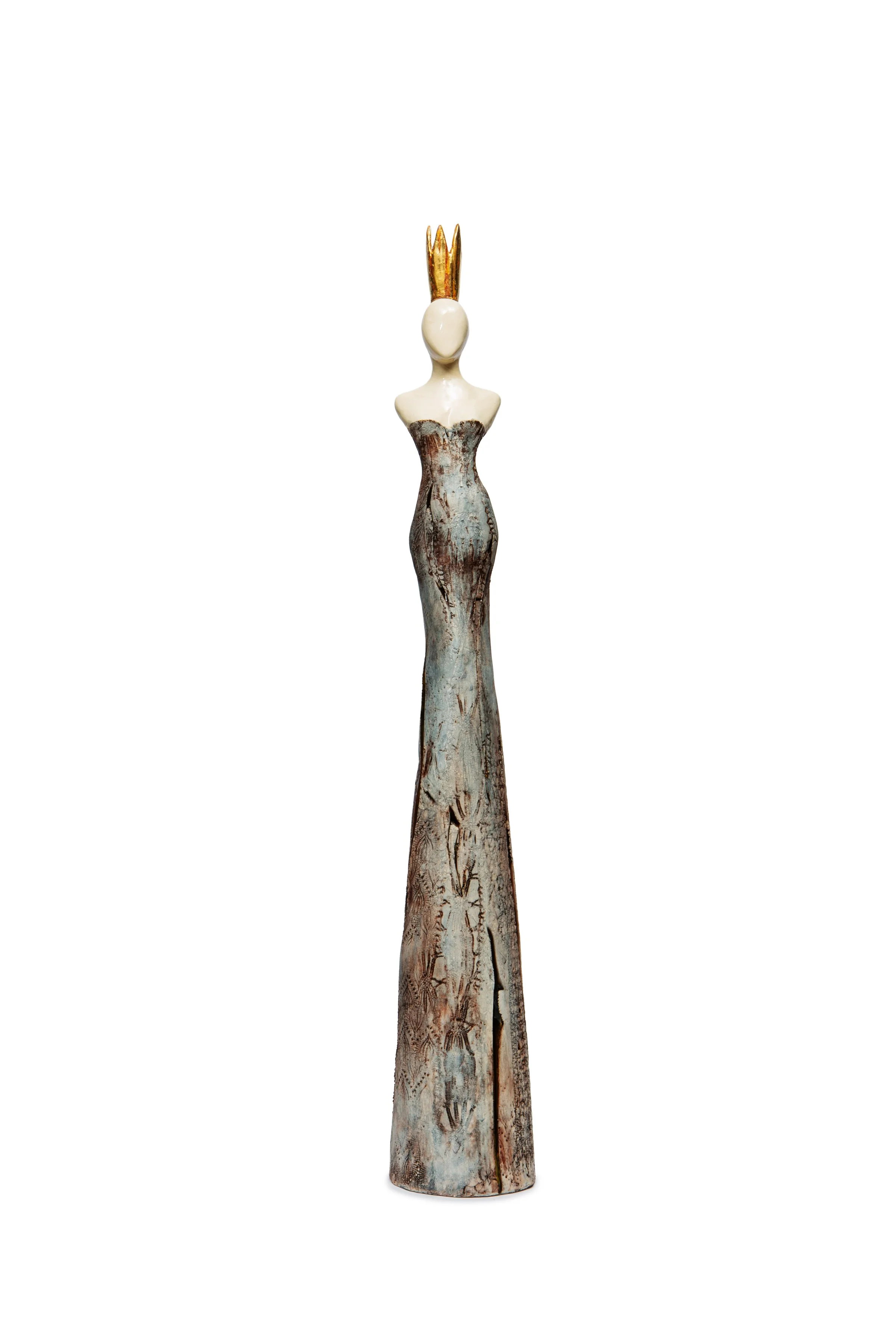 Heavy is the Crown XXVI.III, 5 x 5 x 32" glazed ceramic with gold leaf, $1050