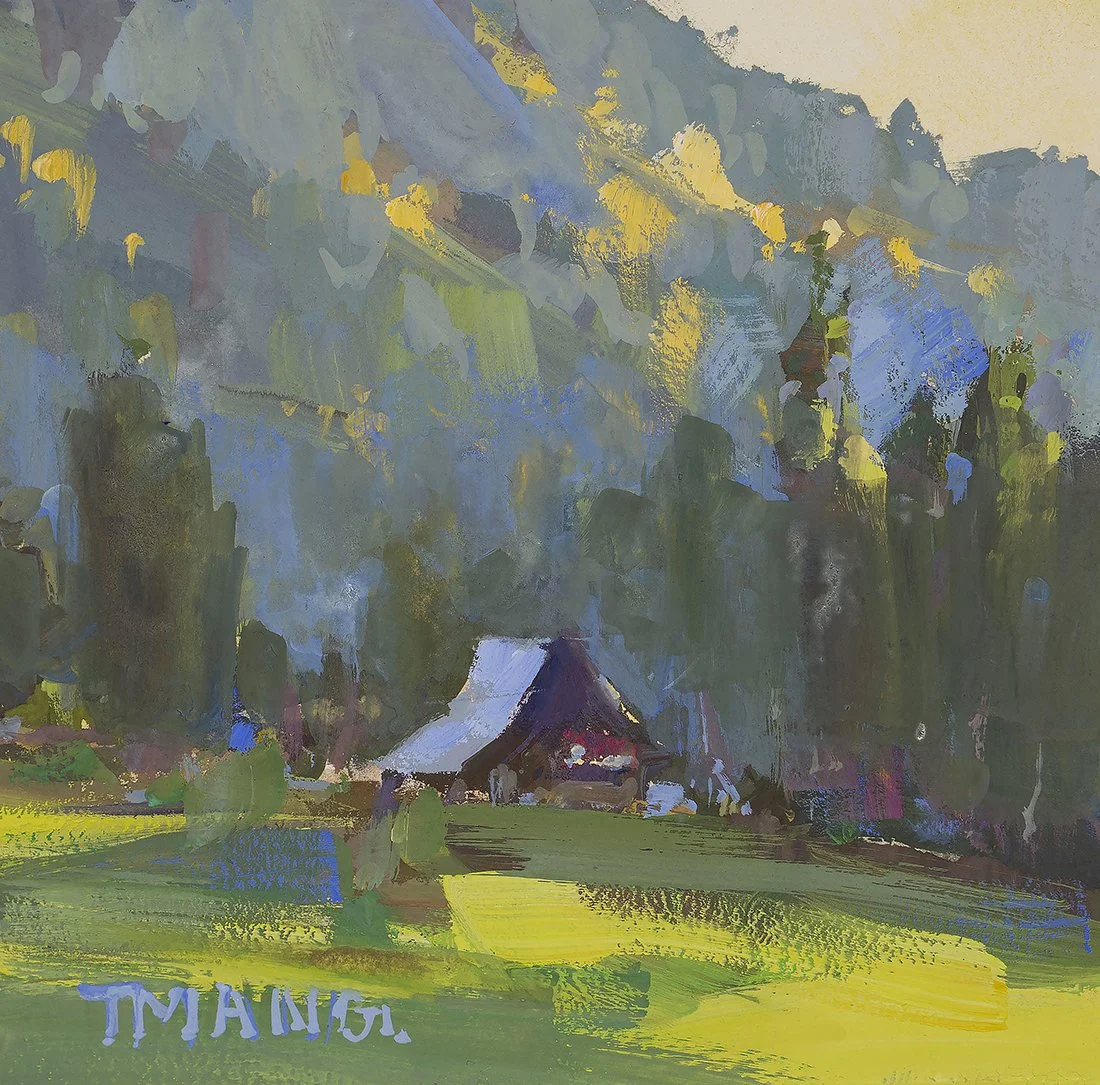 Tucked Away, 4x4 Gouache, $750