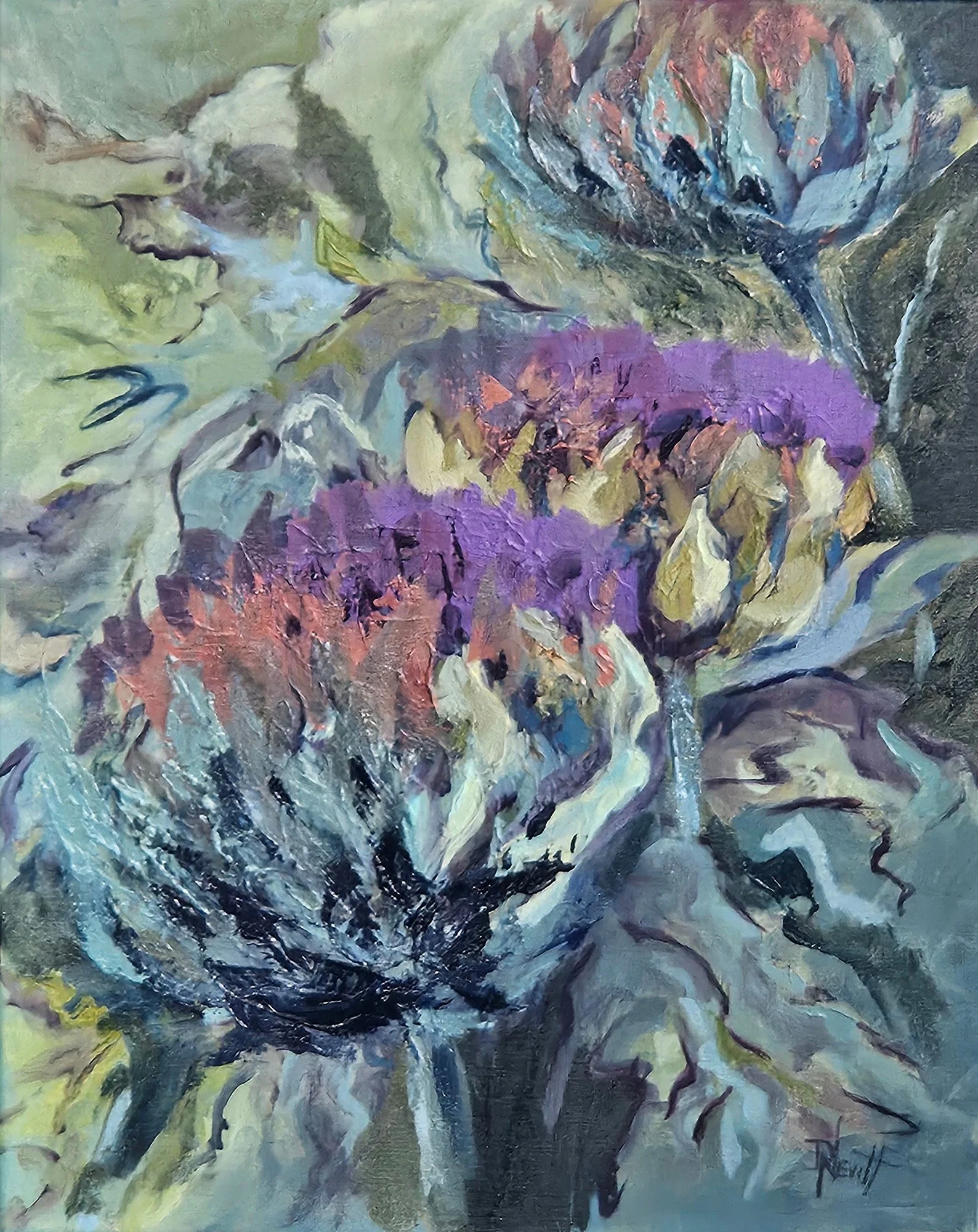 Artichoke in Bloom, 20 x 16 oil, $650