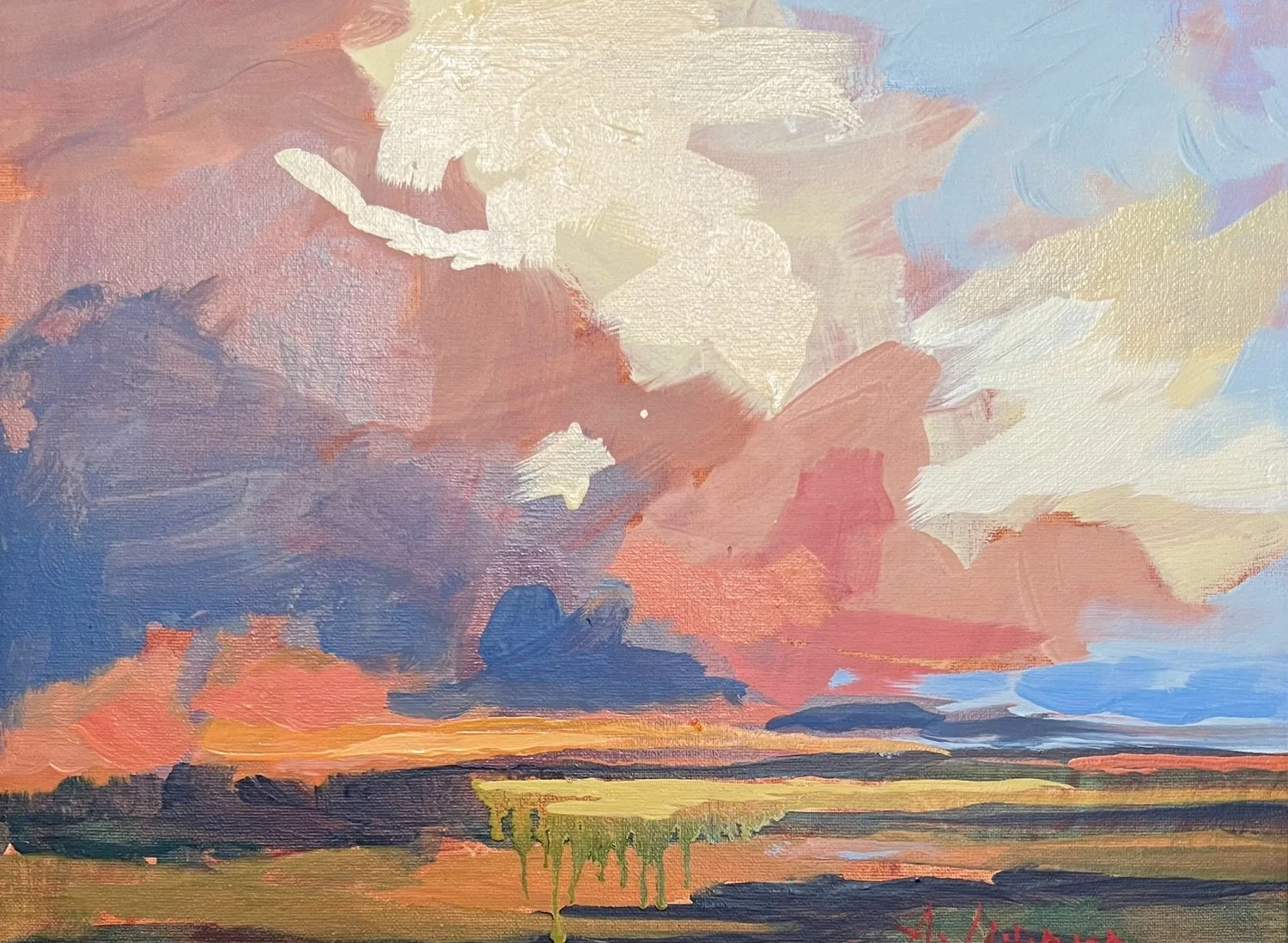 Down Pour, 9 x 12 oil, $950 